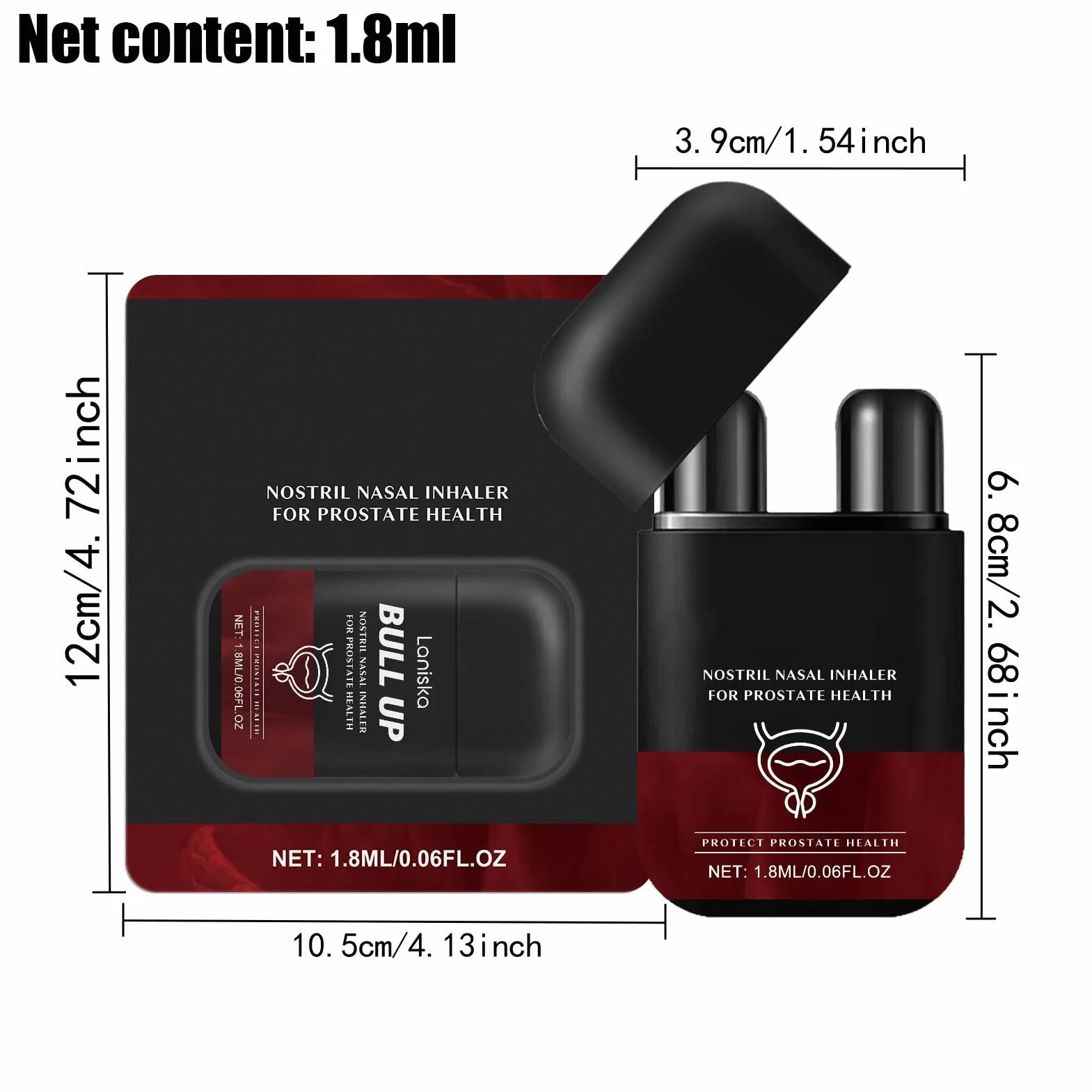 Inhalator Wellness prostaty, dwufunkcyjny inhalator, łatwy w oddychaniu, funkcjonalny zapach, łatwy w użyciu, przenośny, 1,8 ml, dla mężczyzn i kobiet