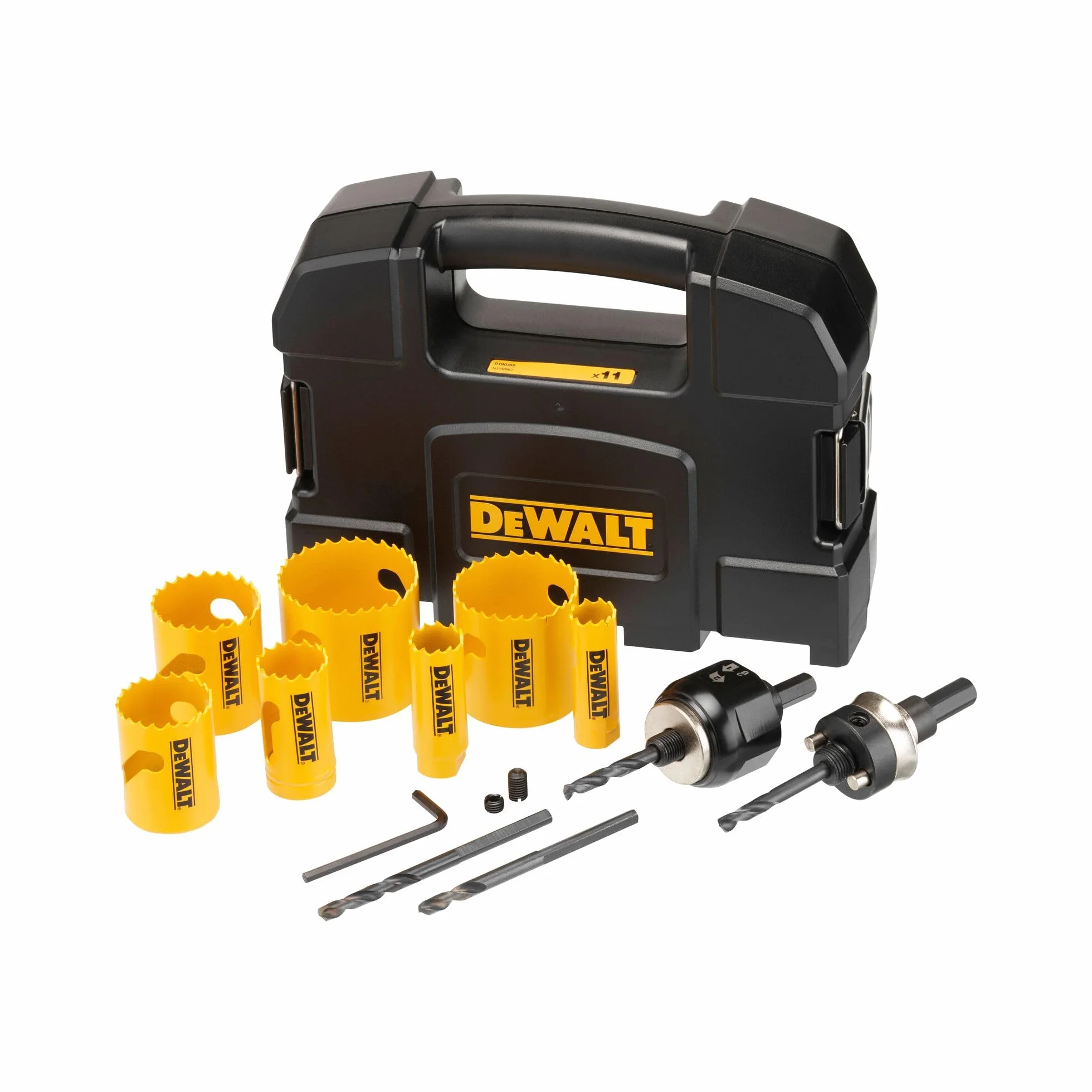DEWALT EXTREME DT90355-QZ zestaw otwornic bimetalowych, 11-częściowy (7 otwornic, 2 nasadki i 2 wiertła centrujące), DT90355-QZ
