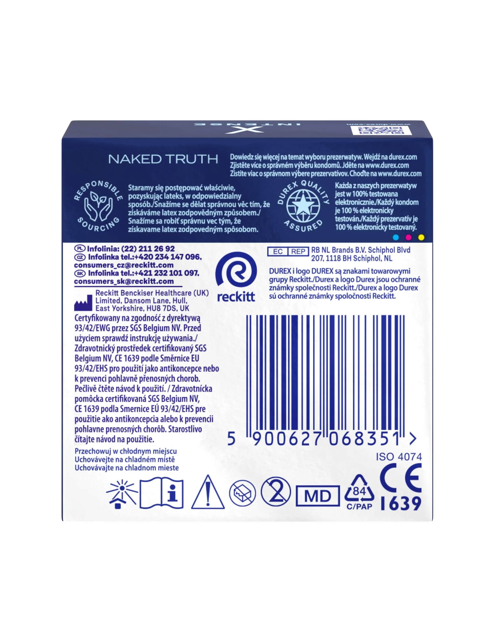 Durex Intense Prezerwatywy z wypustkami i prążkami dla dwojga 3 szt.