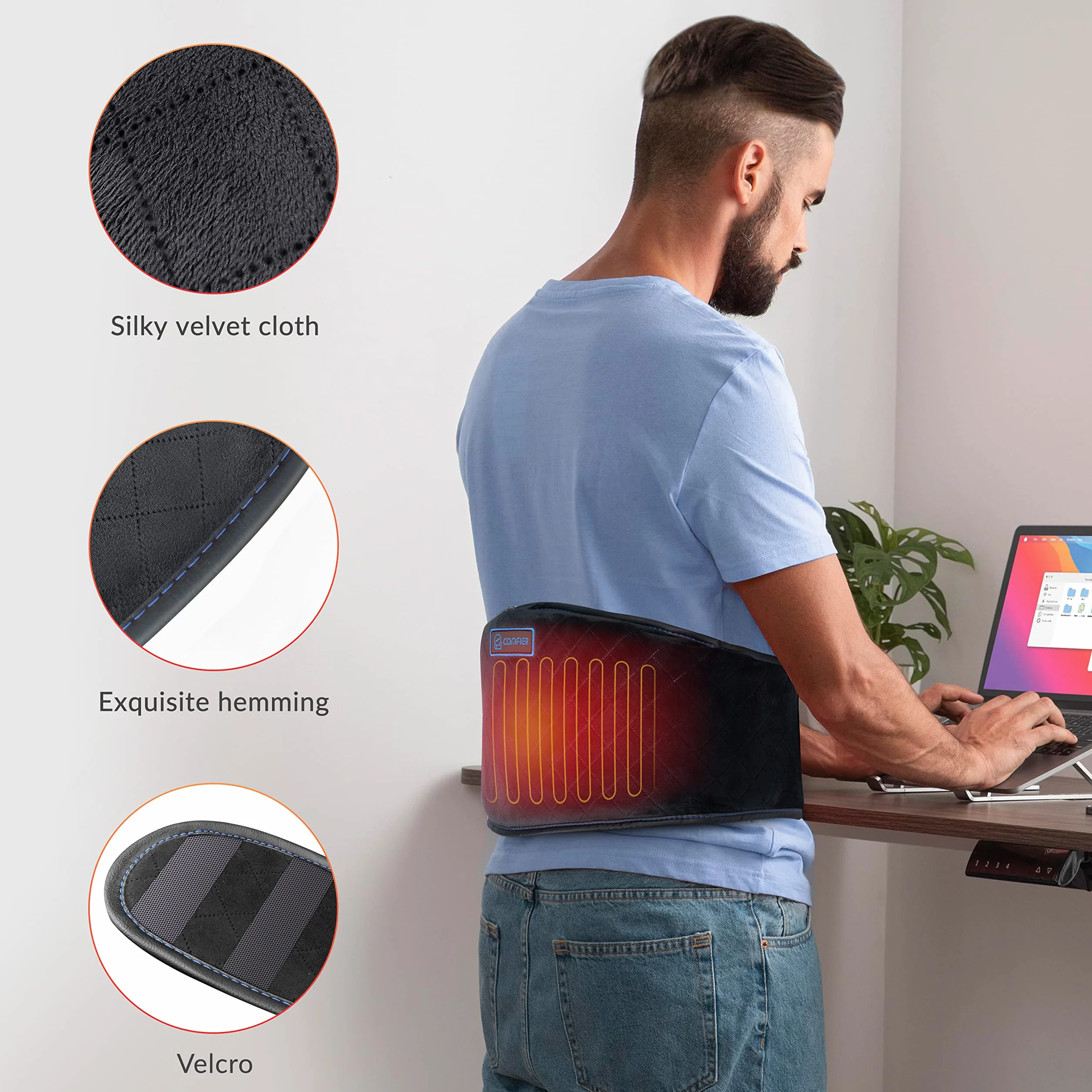 COMFIER Cordless pas grzewczy, pas grzewczy z wibracjami cieplnymi i automatycznym wyłączaniem, bezprzewodowa poduszka grzewcza do pleców, brzucha, lędźwi, prezent dla kobiet, mężczyzn