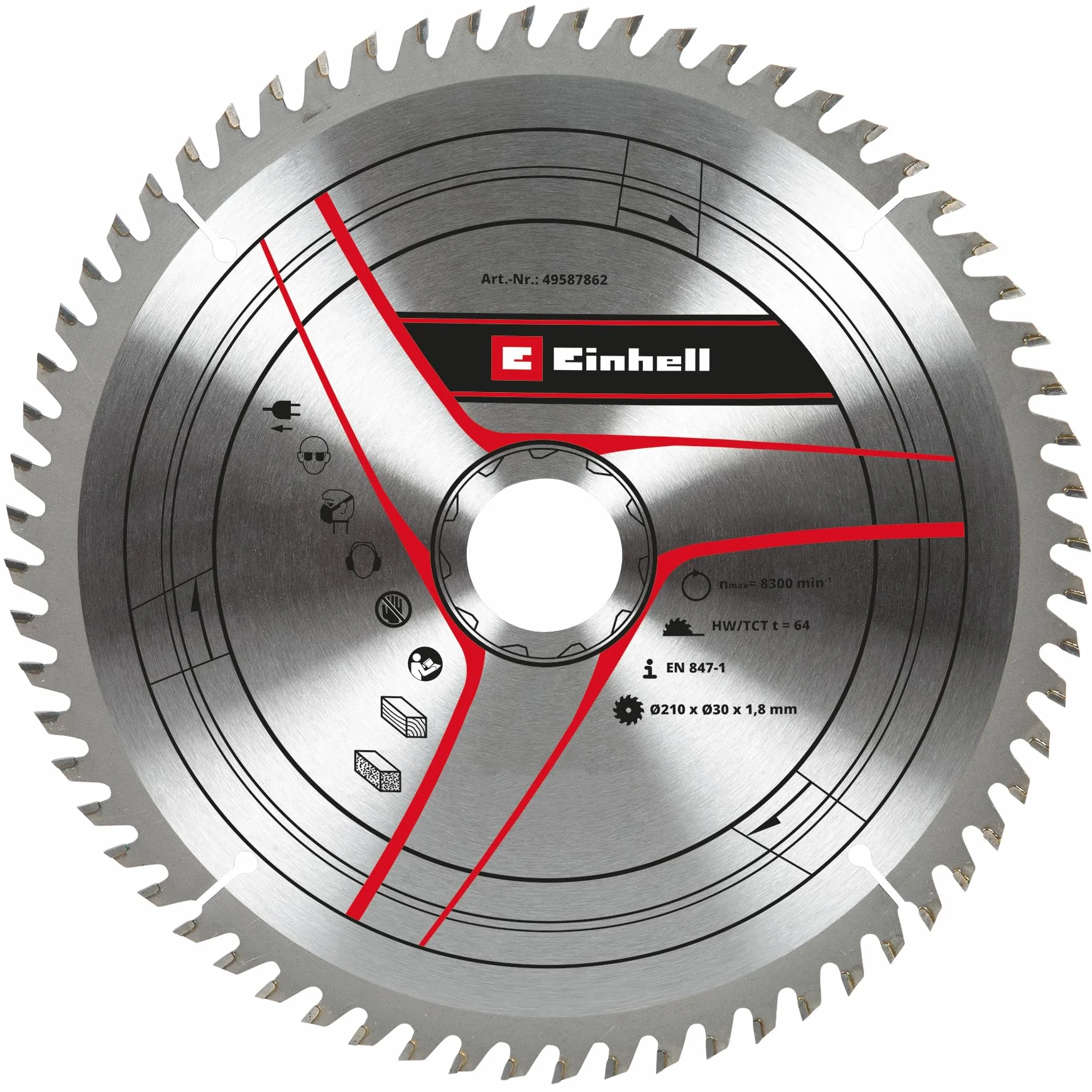 kwb by Einhell Brzeszczot HM (Ø 210 x 30 mm, 64 zęby, pasuje do różnych stołowych pilarek tarczowych Einhell, pił ukośnych i ukośnych pił ukośnych)