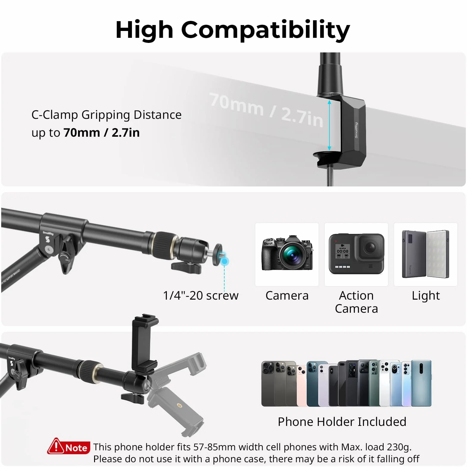 SMALLRIG Triangle Camera Desk Mount 3kg Uchwyt Kamery z Głowicą Kulową 4304