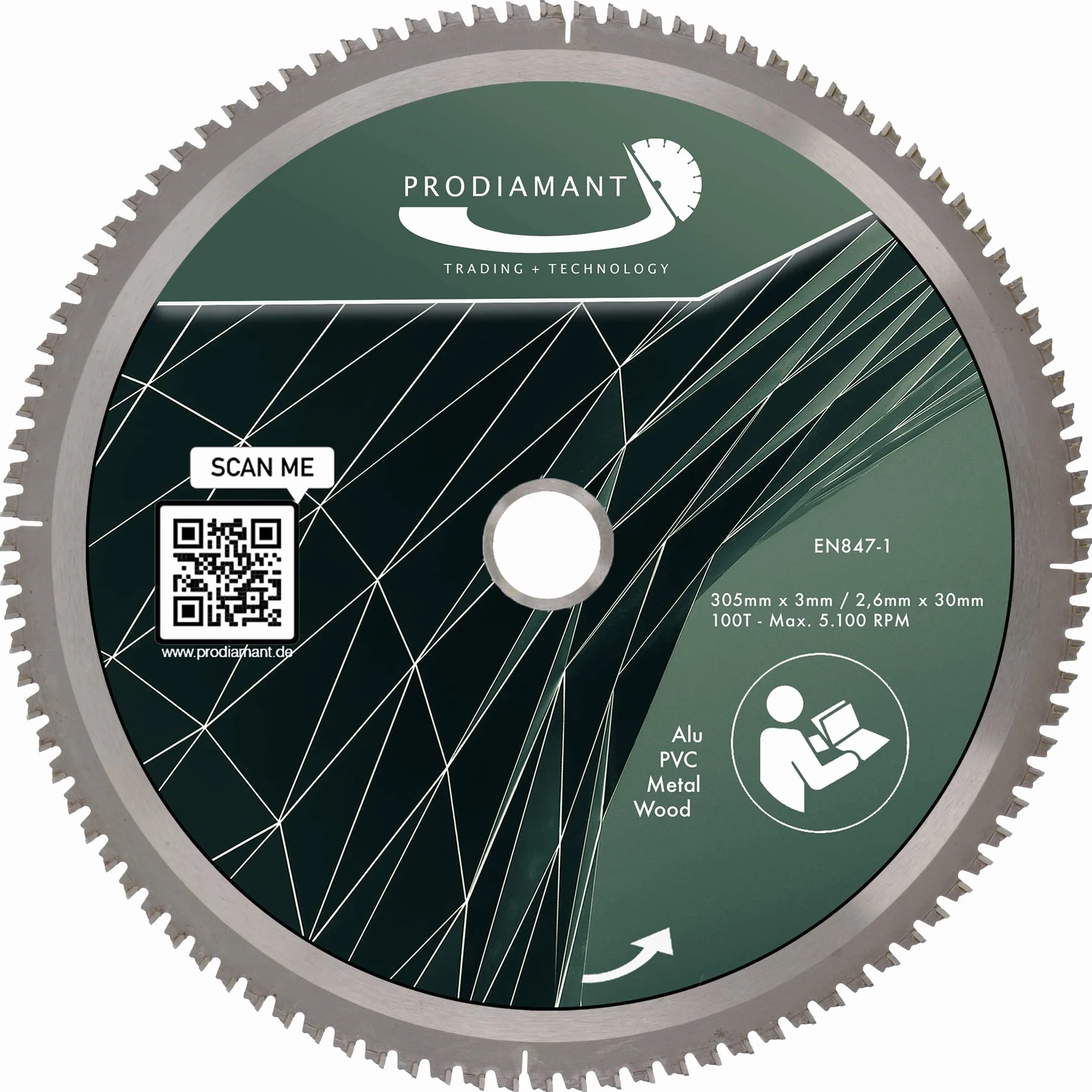 PRODIAMANT brzeszczot tarczowy 305mm x 30mm do drewna, metalu i aluminium kompatybilny z piłą zanurzeniową, brzeszczot tarczowy 305mm