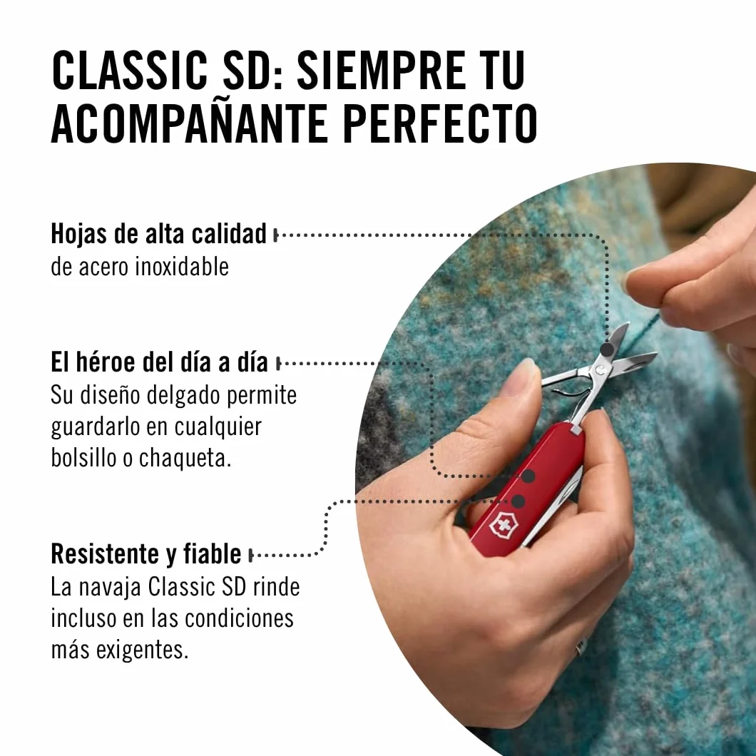 Victorinox Classic SD, Swiss Made, 7 funkcji, ostrze, nożyczki, pilnik do paznokci