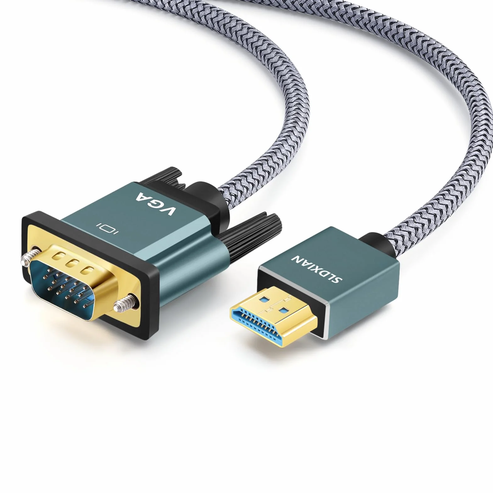 Przewód HDMI-VGA 1080P pozłacany aluminiowy pleciony konwerter