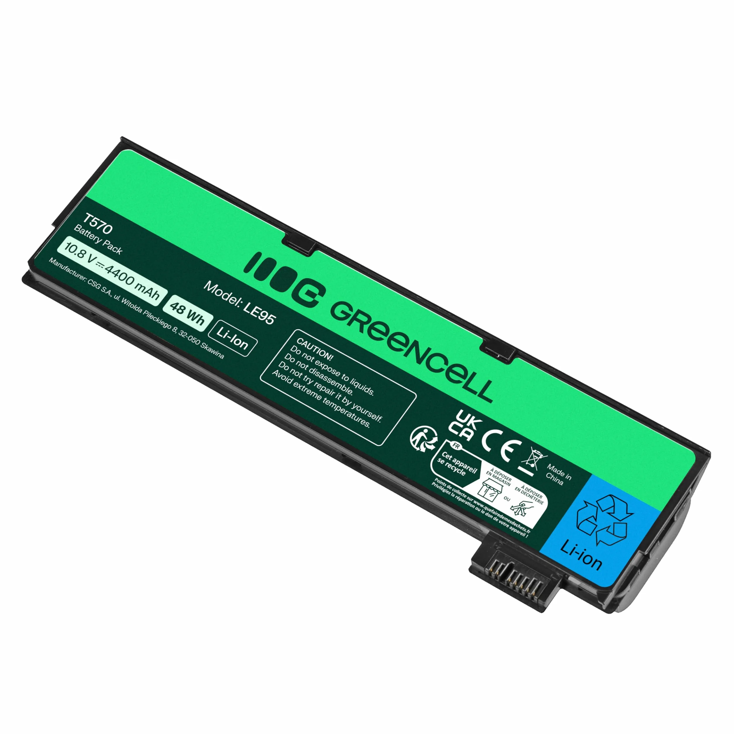 Green Cell Powiększona Bateria 01AV422 01AV423 01AV424 01AV425 01AV426 do Lenovo ThinkPad A475 P51S T25 T470 T570 (4400 mAh, 10.8-11.1 V, Kolor Czarna)