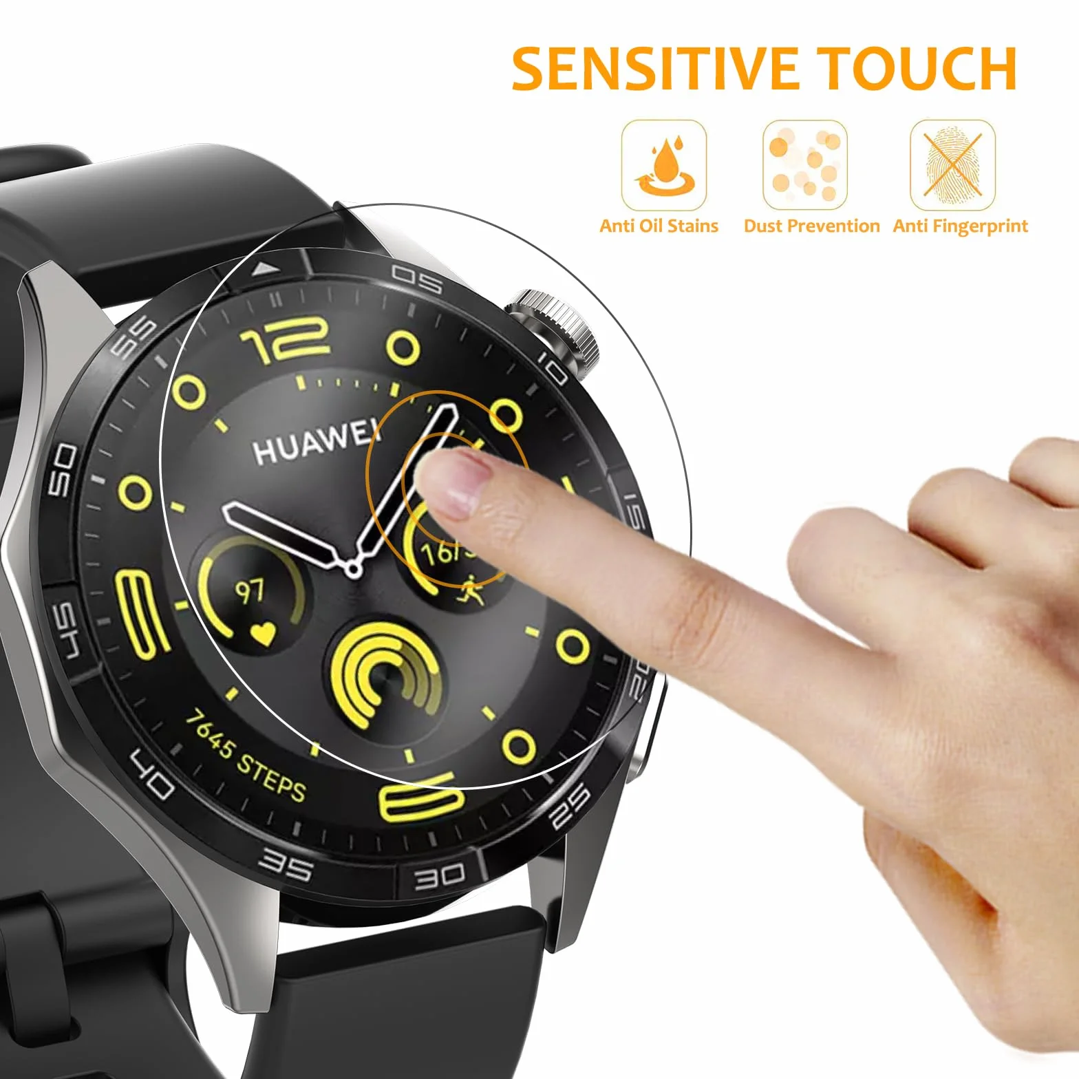 Hianjoo 6 sztuk folii ochronnej, kompatybilna z Huawei Watch GT 4 46 mm, twardość 9H, odporna na olej, odporna na zarysowania folia ochronna na wyświetlacz kompatybilna z Huawei Watch GT4 46 mm