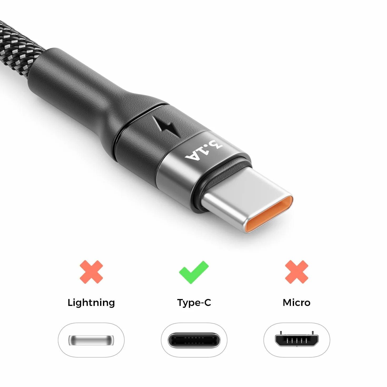 deleyCON 1m USB C Kabel 3.1A Ładowania Przewód Danych USB-A na USB-C do iPhone 16 15 Pro Max Galaxy A16 A56 S26 S25 S24 S23 Pixel iPad Pro
