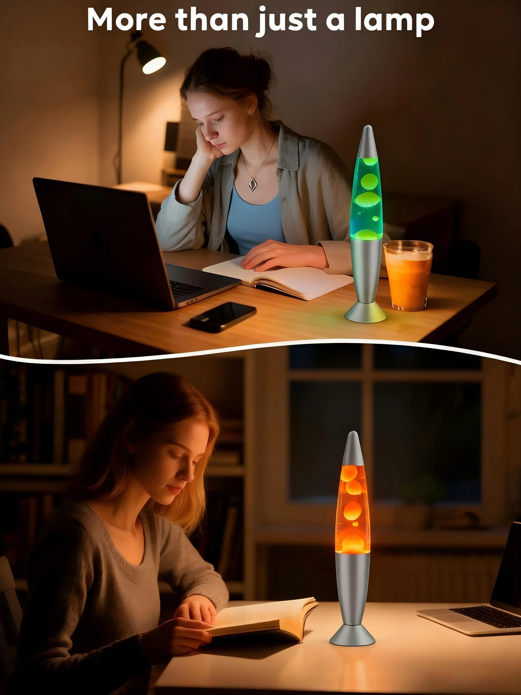 AONESY Lampa lawowa LED, 34 cm, zmieniająca kolor, biały płyn i biały wosk, do dekoracji domu, piękne światło