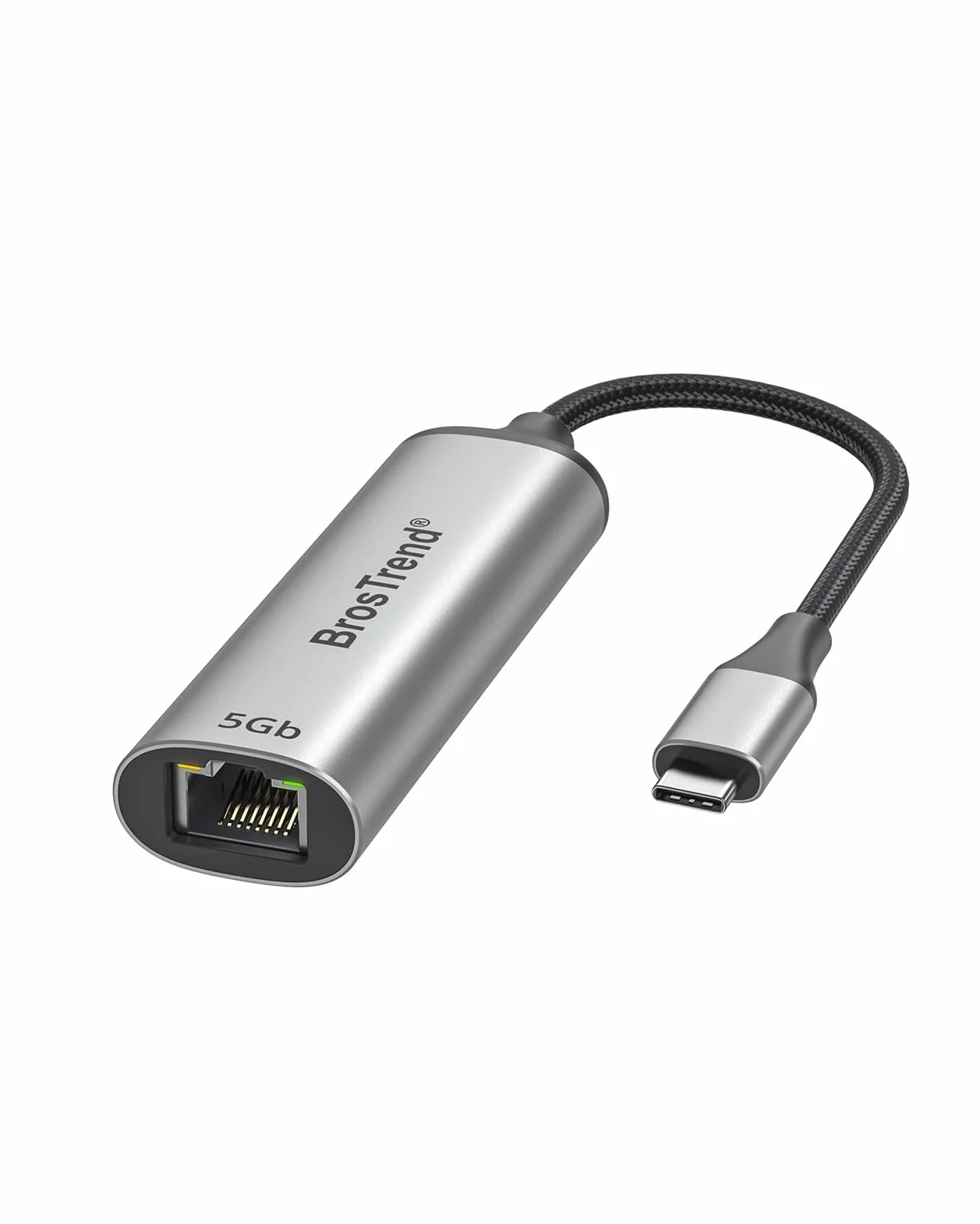 BrosTrend Adapter 5 Gb USB C do Ethernetu, 5 Gigabit Ethernet do Type C do laptopa, MacBooka, iPhone'a, adapter sieciowy RJ45 do USB dla ChromeOS, Windows i Linuxa, dożywotnia gwarancja