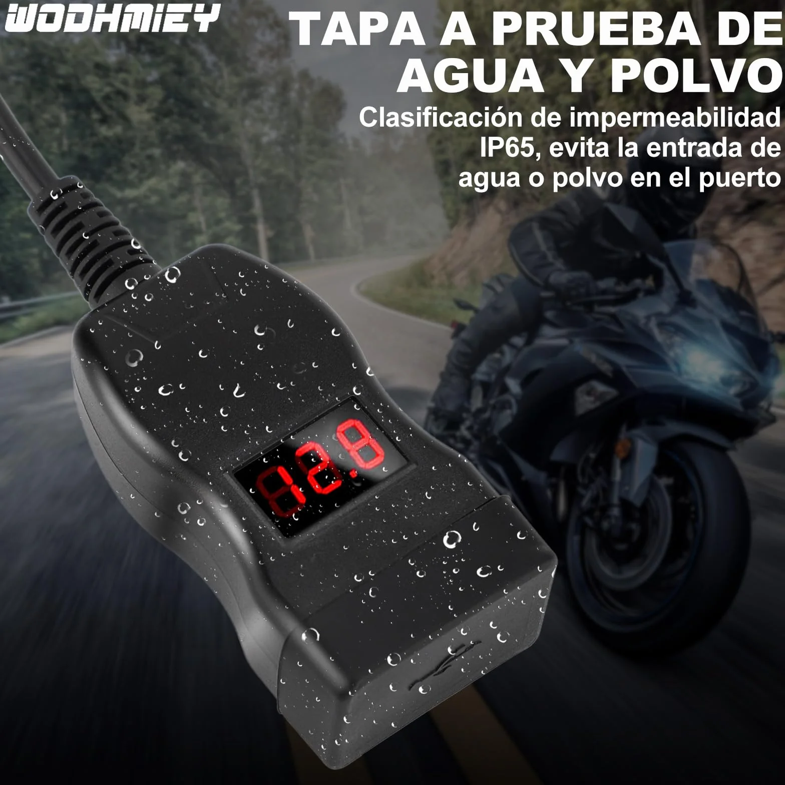 Ładowarka USB do motocykla 12V-24V wodoszczelna IP65 z woltomierzem