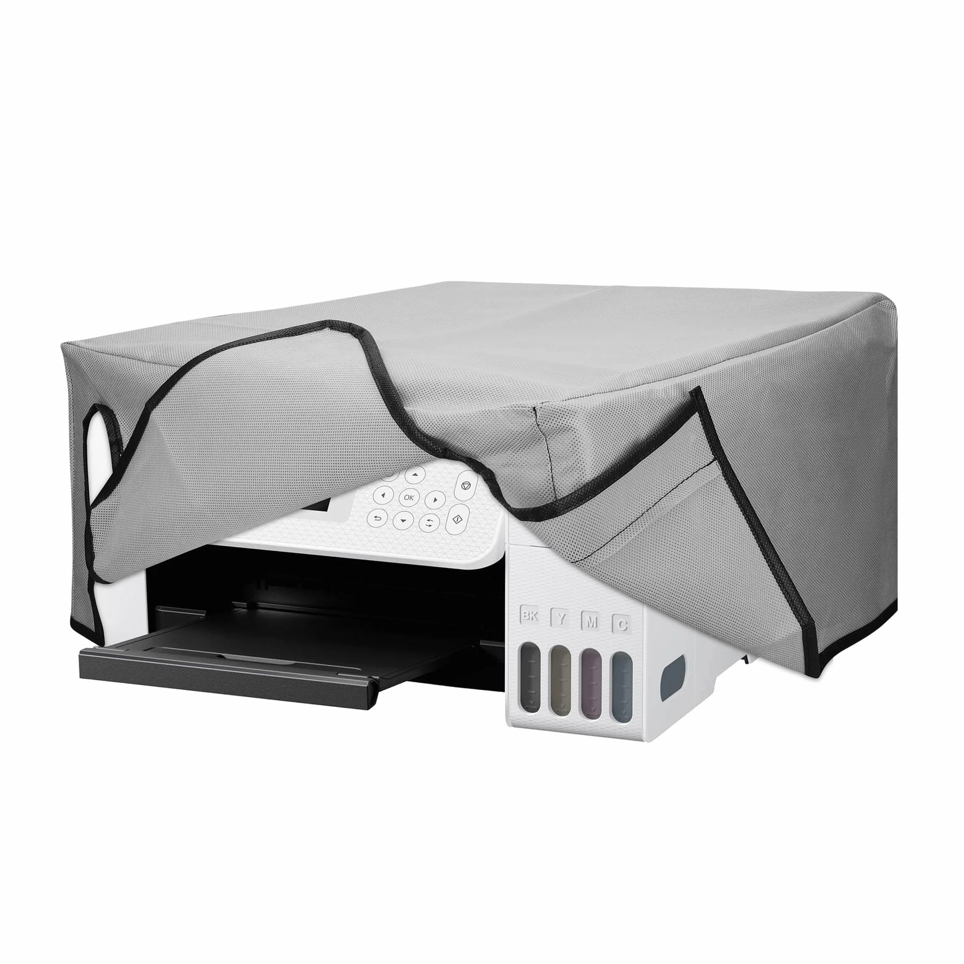 kwmobile Osłona przeciwpyłowa do Epson Eco Tank ET-2826/2800, pokrowiec ochronny z tkaniny, jasnoszary