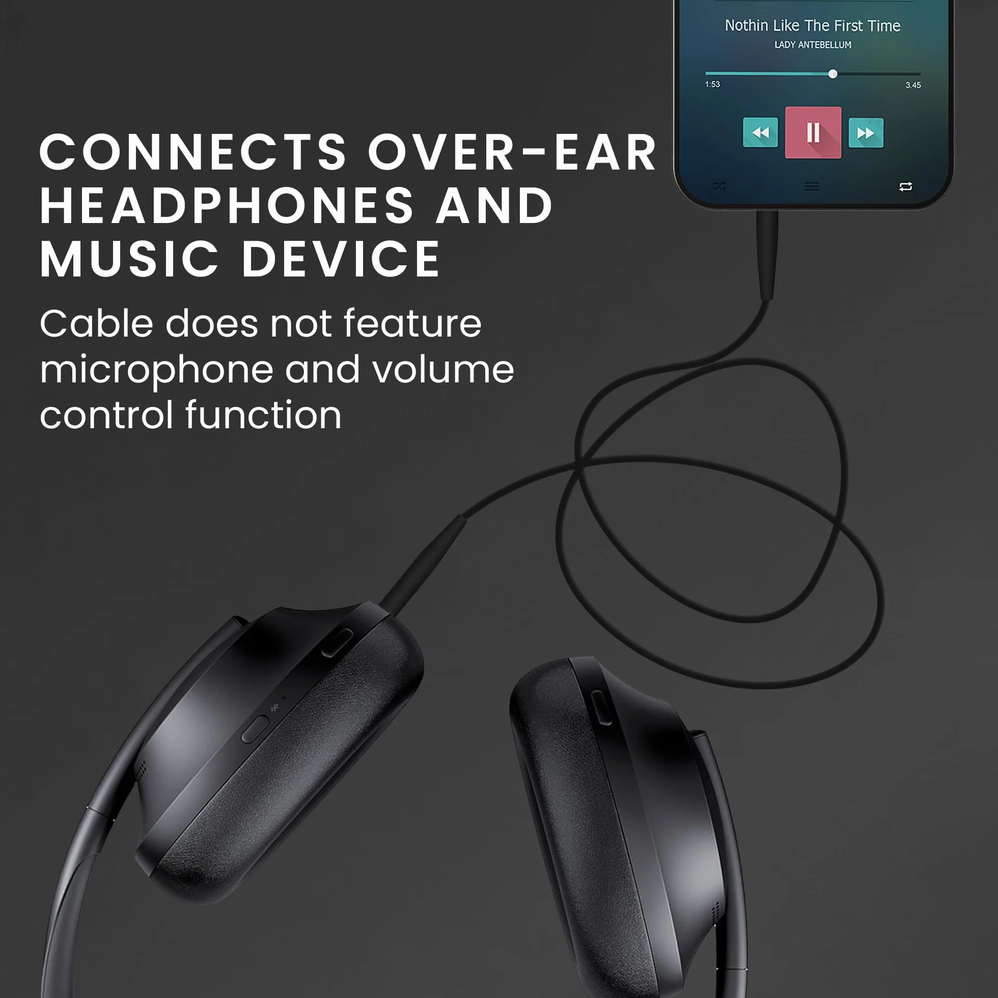 Bose kwmobile kabel do słuchawek 3.5 mm jack 100 cm czarny QC25 QC35 QC45 NC700