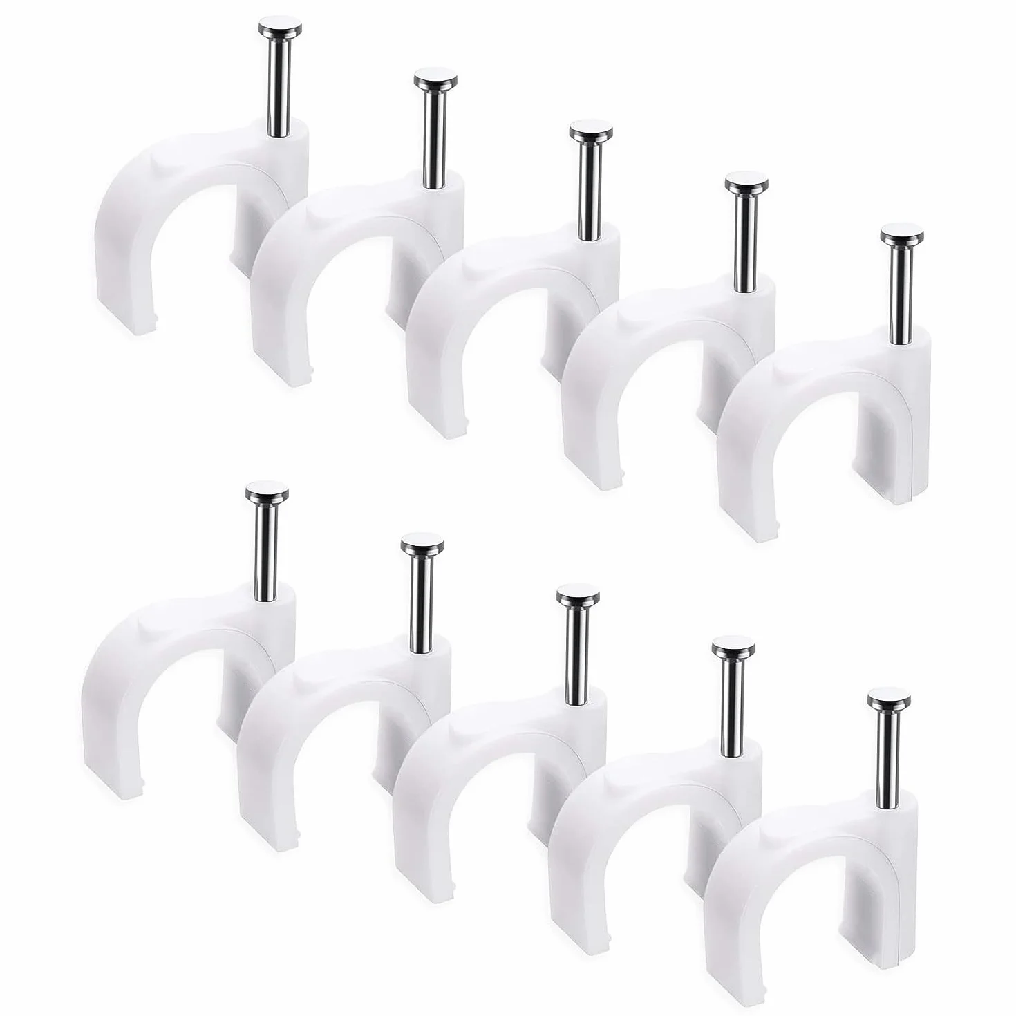 Zaciski kablowe, zaciski do paznokci, klipsy do mocowania gwoździ, klipsy mocujące z wtykanym gwoździem, uchwyt na kabel zasilający 100 sztuk, 8 mm, białe