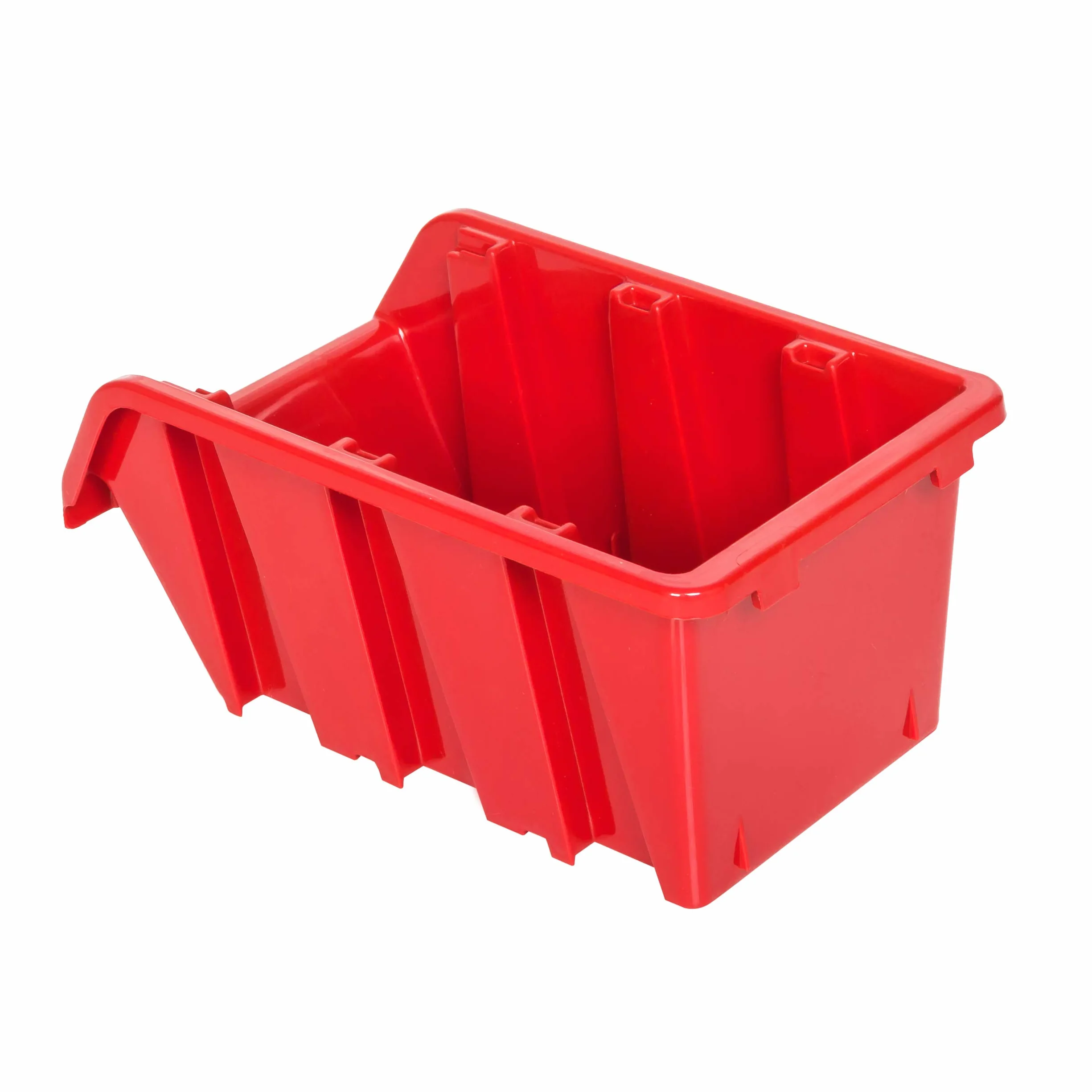 botle 5 x pudełka do układania w stos, do warsztatu, garażu, pudełka do przechowywania, pudełka do sortowania, 120 x 195 x 90 mm, czerwone, z tworzywa sztucznego, możliwość układania w stos
