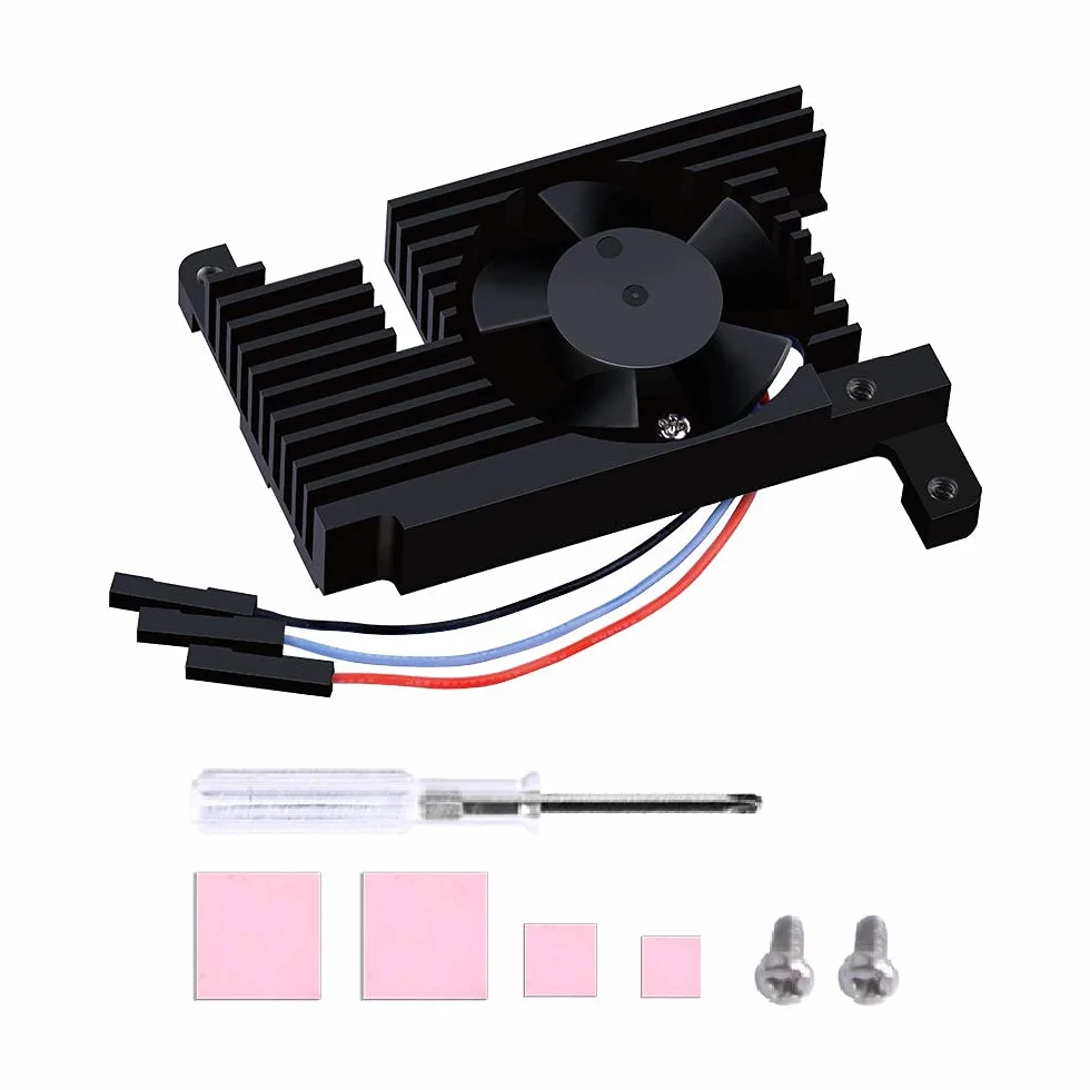 GeeekPi Raspberry Pi 4 Armor Lite radiator z wentylatorem PWM, Raspberry Pi aluminiowy radiator, zestaw chłodzący do Raspberry Pi 4, model B