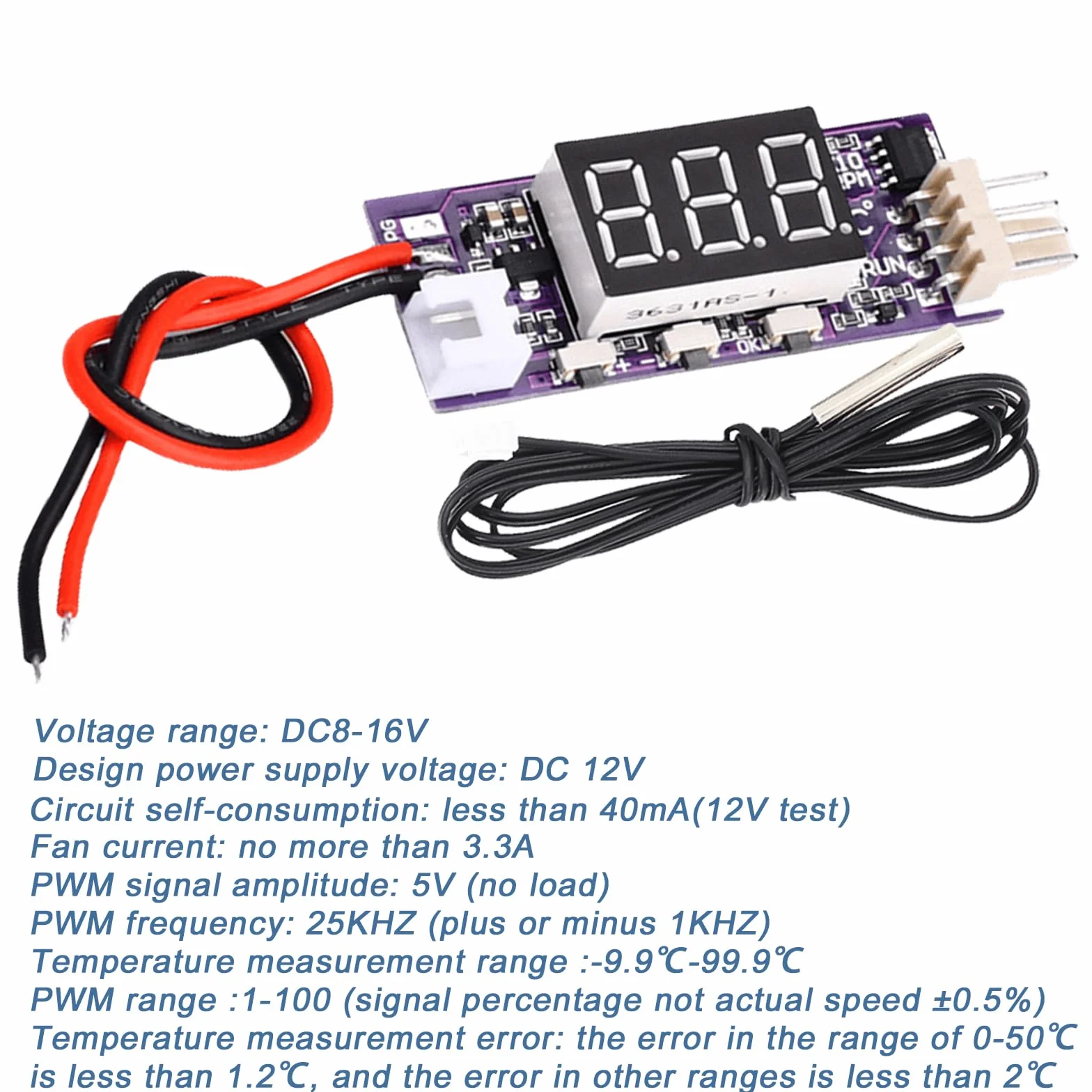 Moduły sterowania prędkością wentylatora PWM 2 sztuki, DC 12V 3A, kontroler PWM, automatyczny regulator temperatury, czujnik NTC