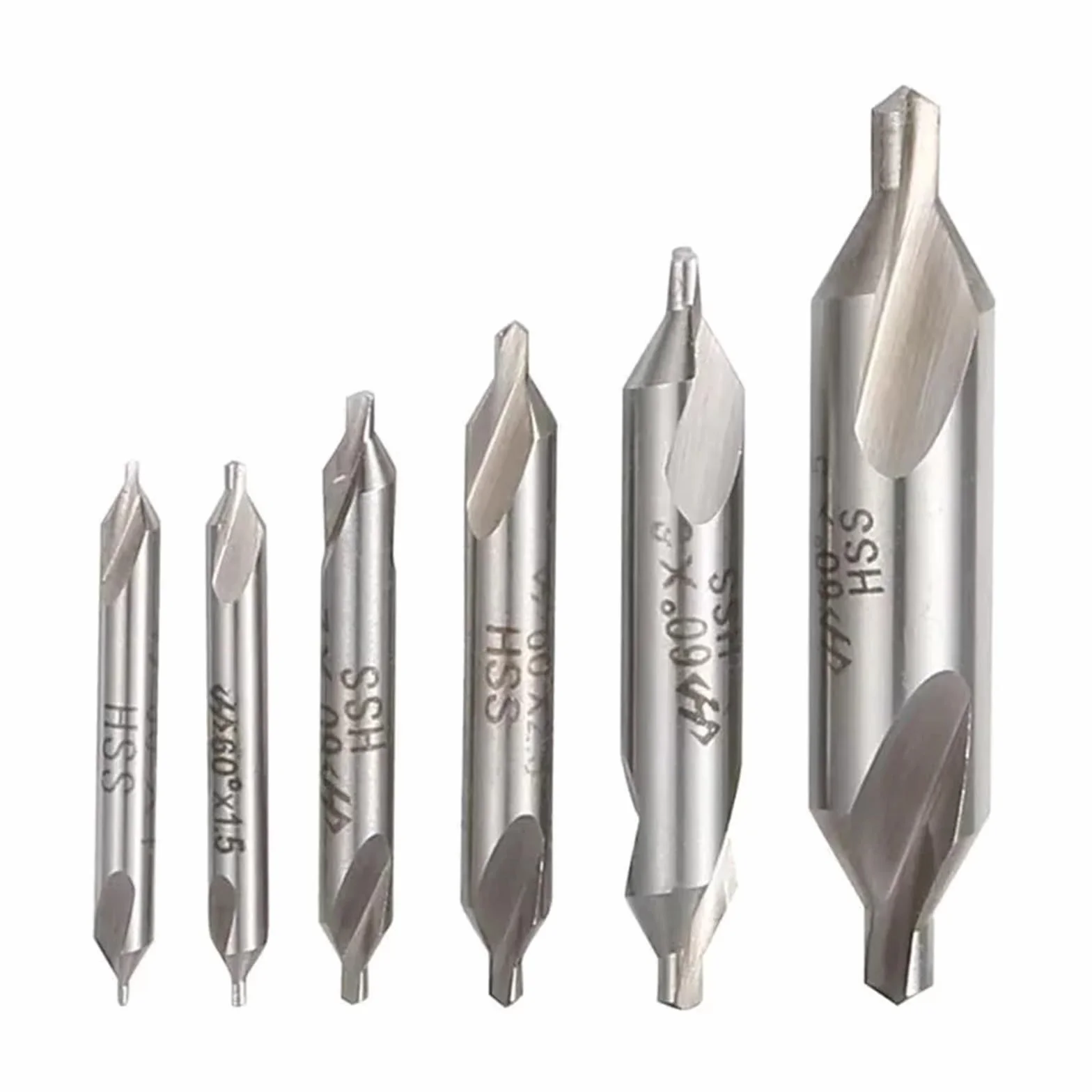 Wiertło centrujące HSS, Zestaw wierteł centralnych HSS 60 stopni i pogłębiaczy 1,5-6,0 mm(6pcs 2.0 6.0mm)
