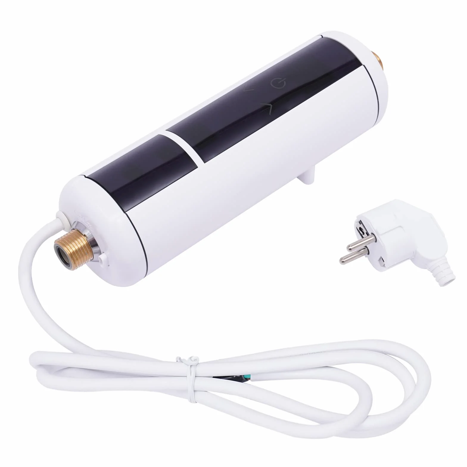 Podgrzewacz przepływowy 3500 W, bezzbiornikowy, 220 V, 30-52 °C, LED, dotykowy IPX4, wodoszczelny, mini podgrzewacz wody G1/2", montaż 360°, do kuchni, łazienki, pod stół, energooszczędny, czarny