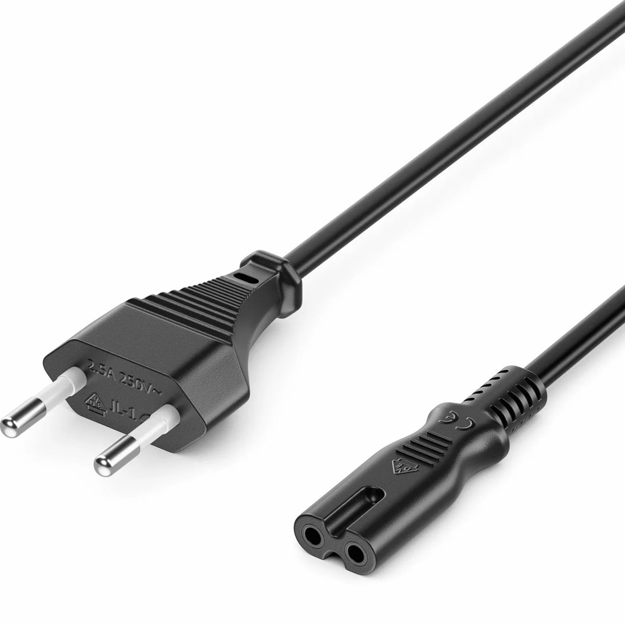 deleyCON 3,0m Kabel Zasilający Przewód Sieciowy Wtyczka Typ C Euro na Gniazdo C7 Kabel Euro 8 do TV Blu-Ray Małych Urządzeń Zasilaczy - Czarny