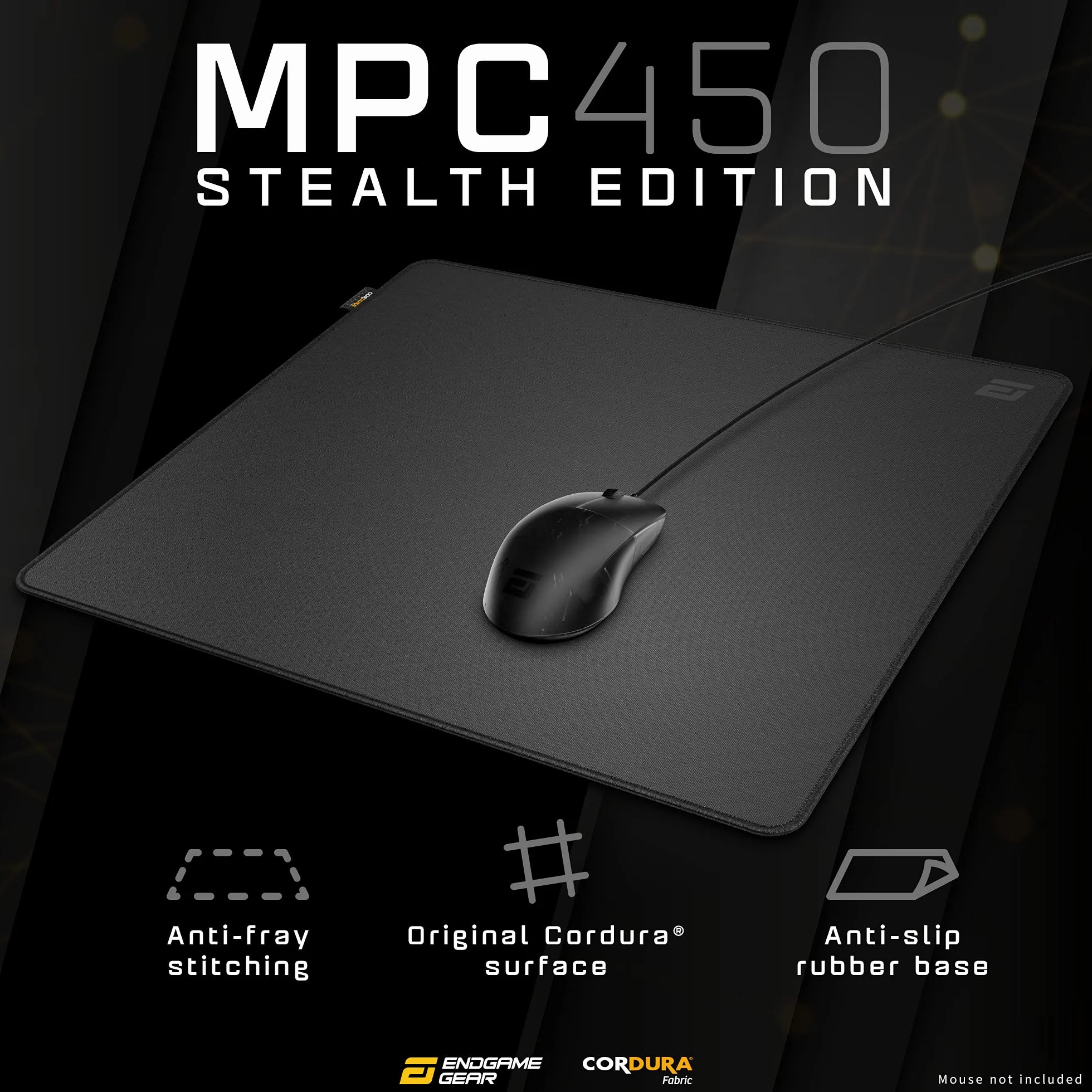 ENDGAME GEAR MPC450 Cordura® gamingowa podkładka pod mysz - 45 x 40 cm - tkanina CORDURA® - antypoślizgowa - edycja Stealth - czarna