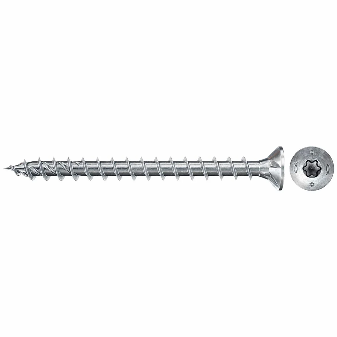 fischer 200 x wkręt do płyt wiórowych Power-Fast II 3,5 x 25, łeb stożkowy z gwiazdą wewnętrzną TX pełny gwint ocynkowany galwanicznie, pasywowany na niebiesko (nr art. 670075)