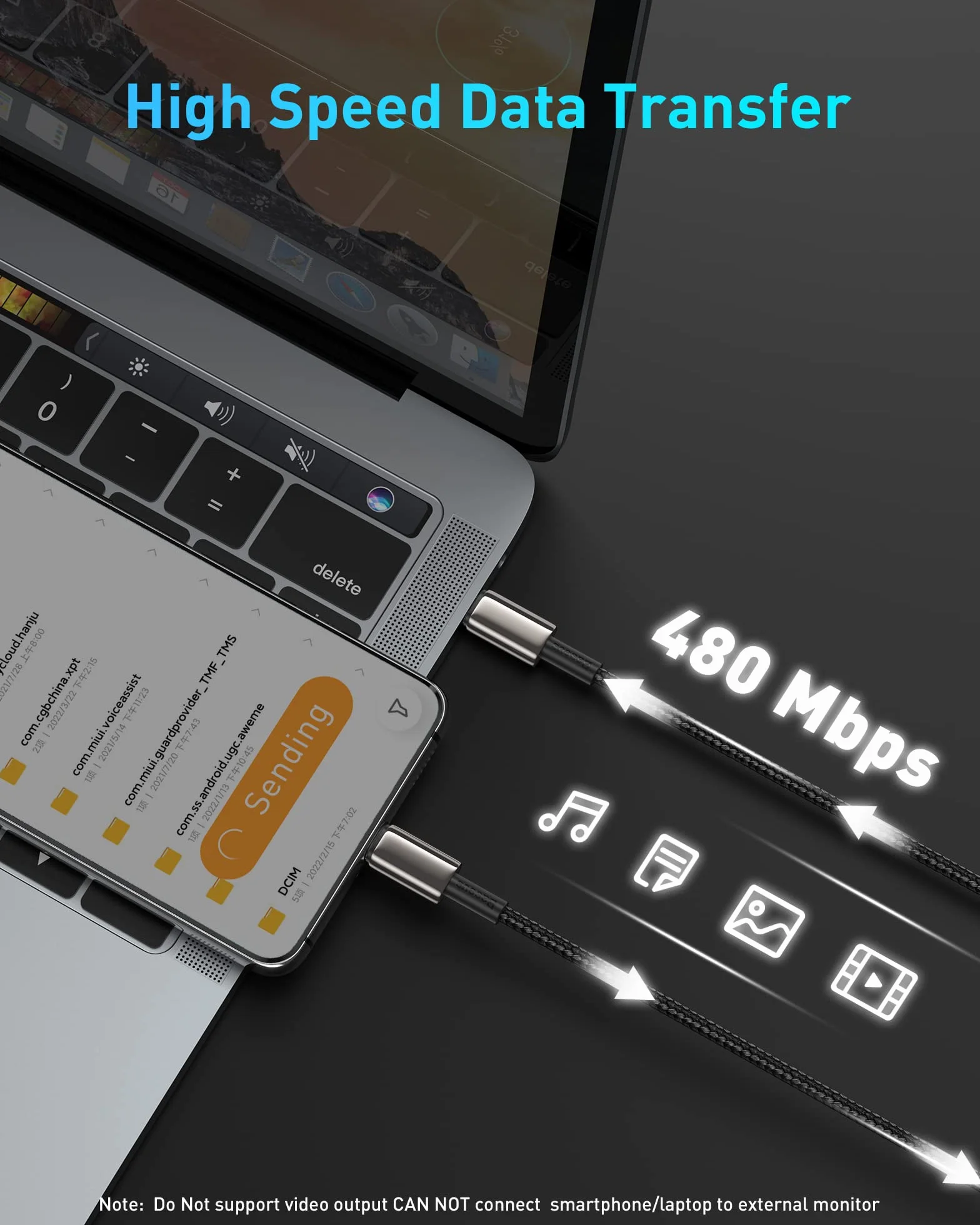 Baseus Kabel USB C 100W PD 5A QC 4.0 szybkie ładowanie USB C na USB C pleciony nylon stop cynku