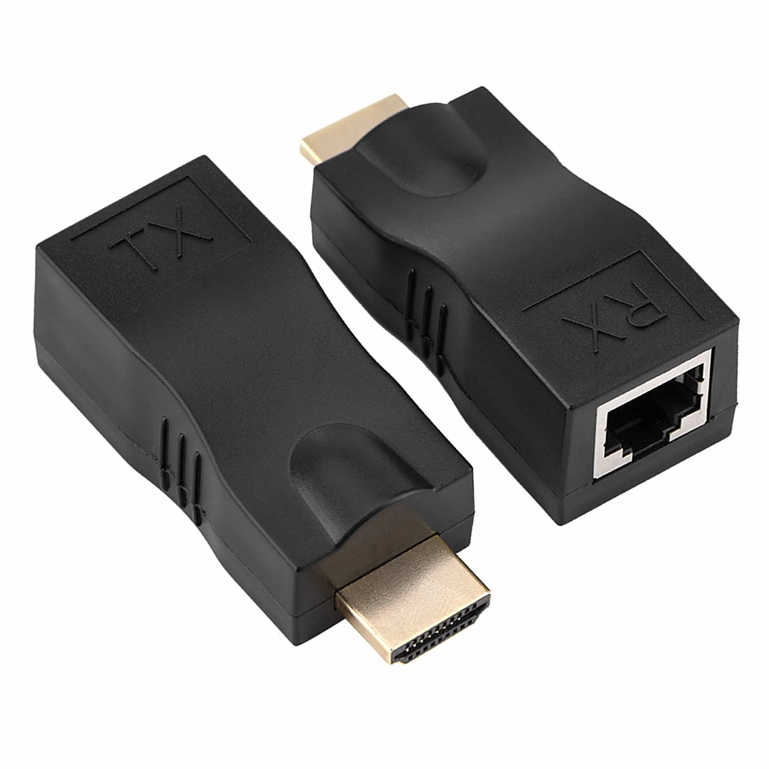 Konwertery HDMI, Przedłużacze HDMI, 2 Szt. HDMI 30m do RJ45 Przedłużacz Kabla Sieciowego Konwerter Wzmacniacza Przez CAT-5e CAT6