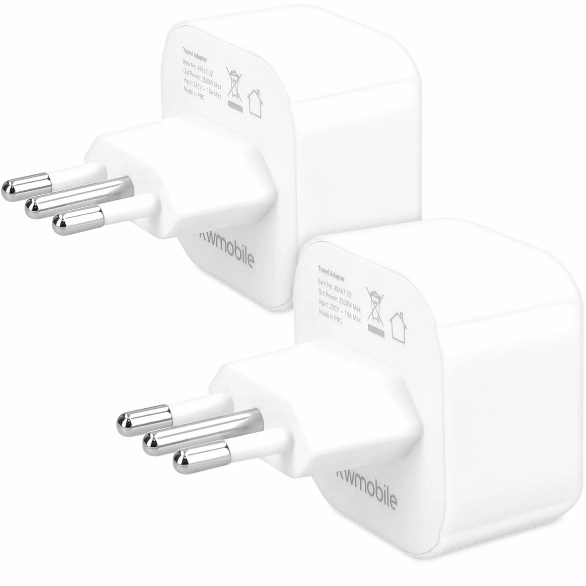kwmobile Adapter Podróżny Włochy Typ L, Schuko EU do Gniazdka Typu L, Biały