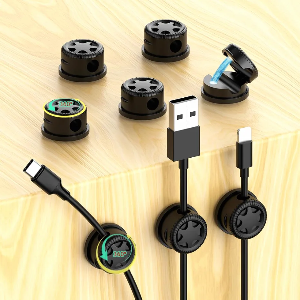 11 szt. organizer na kabel do zarządzania kablami, magnetyczne klipsy do kabli, samoprzylepny uchwyt na drut, pod biurkiem, na stolik nocny, biurko, USB, ścianę, samochód, biuro, miejsce pracy