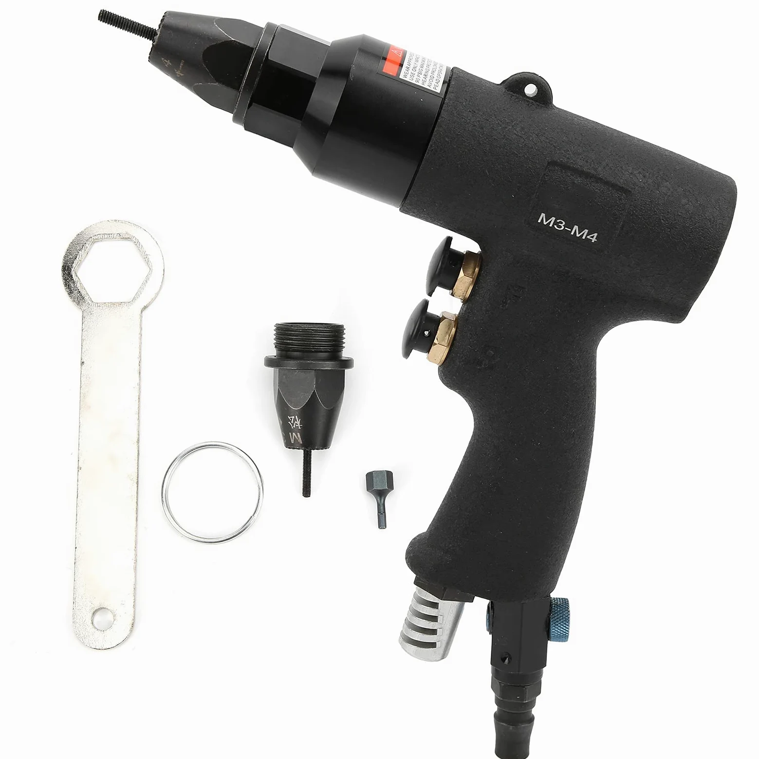 Aramox KOPO Pneumatyczna Nitownica Pneumatyczna ze Stali Stopowej Pneumatyczny Pistolet do Nitowania KP 737B M3 M4 1000 Obr./min 0,6 do 0,8 MPA Naprawy Zespołów Blaszanych i Użytku Warsztatowego