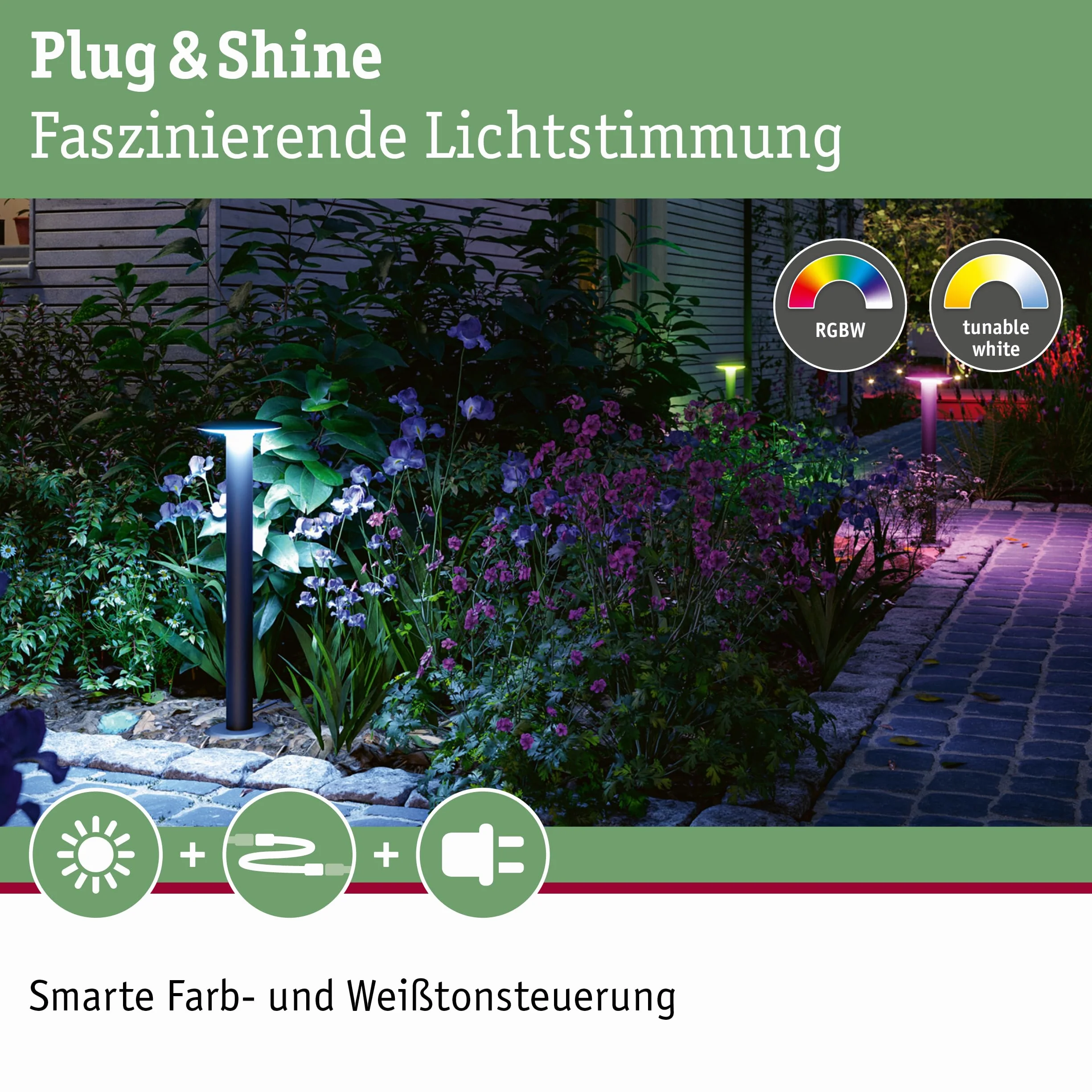 Paulmann LED oprawa zewnętrzna słupkowa Smart Home Zigbee Plate IP44 600mm RGBW 200lm 230V antracyt