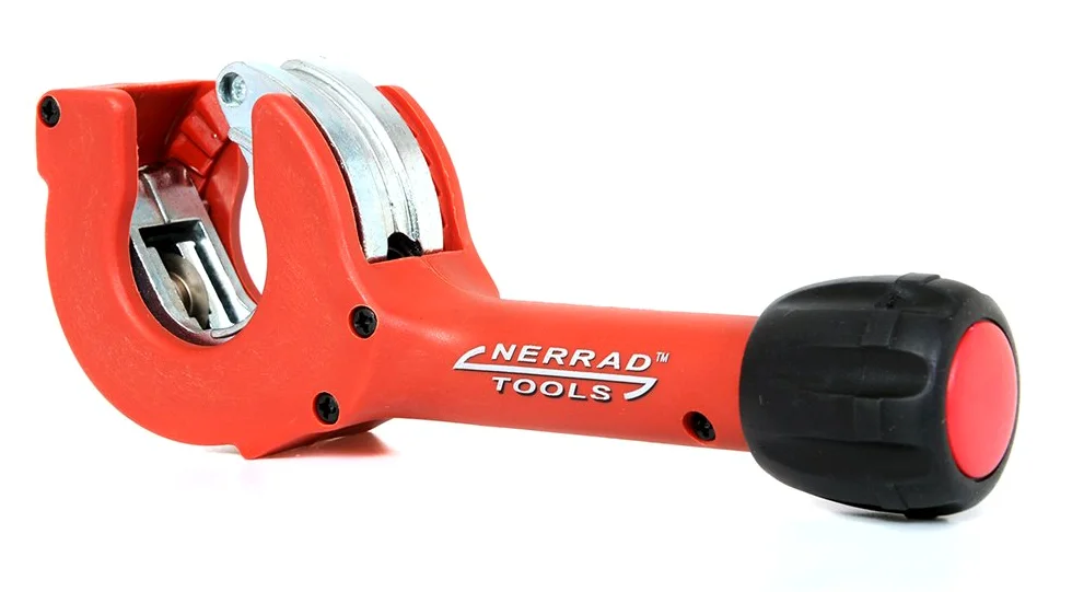 Nerrad Tools NT4028 regulowana grzechotka akcja miedziana/INOX nóż do rur, czerwony/czarny, 8-28 mm