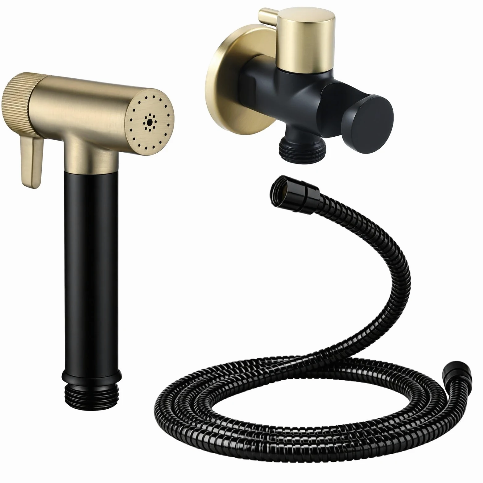 Bidet prysznicowy, kran bidet z regulowanym ciśnieniem wody, przenośny kran do toalety zestaw prysznicowy z zaworem i wężem prysznicowym 1,2 m, prysznic bidet do toalety pełna toaleta