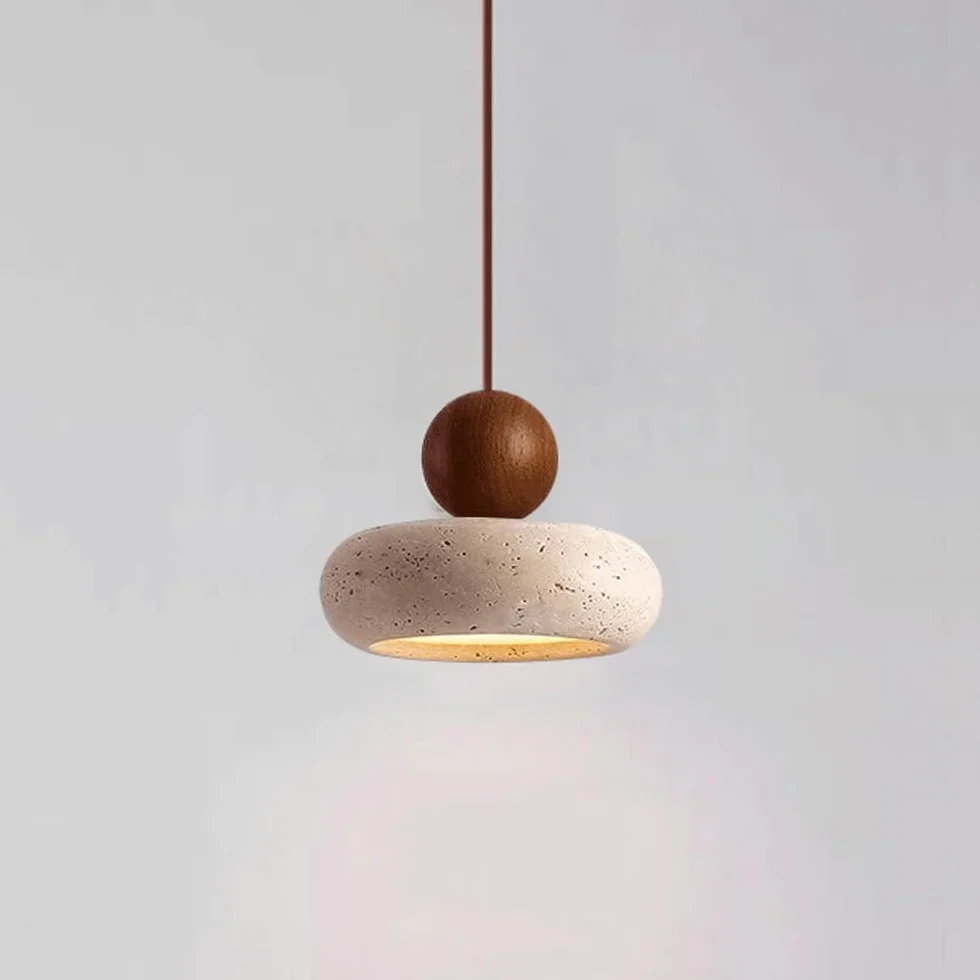 Mała lampa wisząca z żółtego trawertynu w stylu Wabi-Sabi, lampa wisząca, żyrandol, jadalnia, bar, kuchnia, wyspa sufitowa, vintage LED-owe lampy sufitowe, 3000 K – ciepłe światło