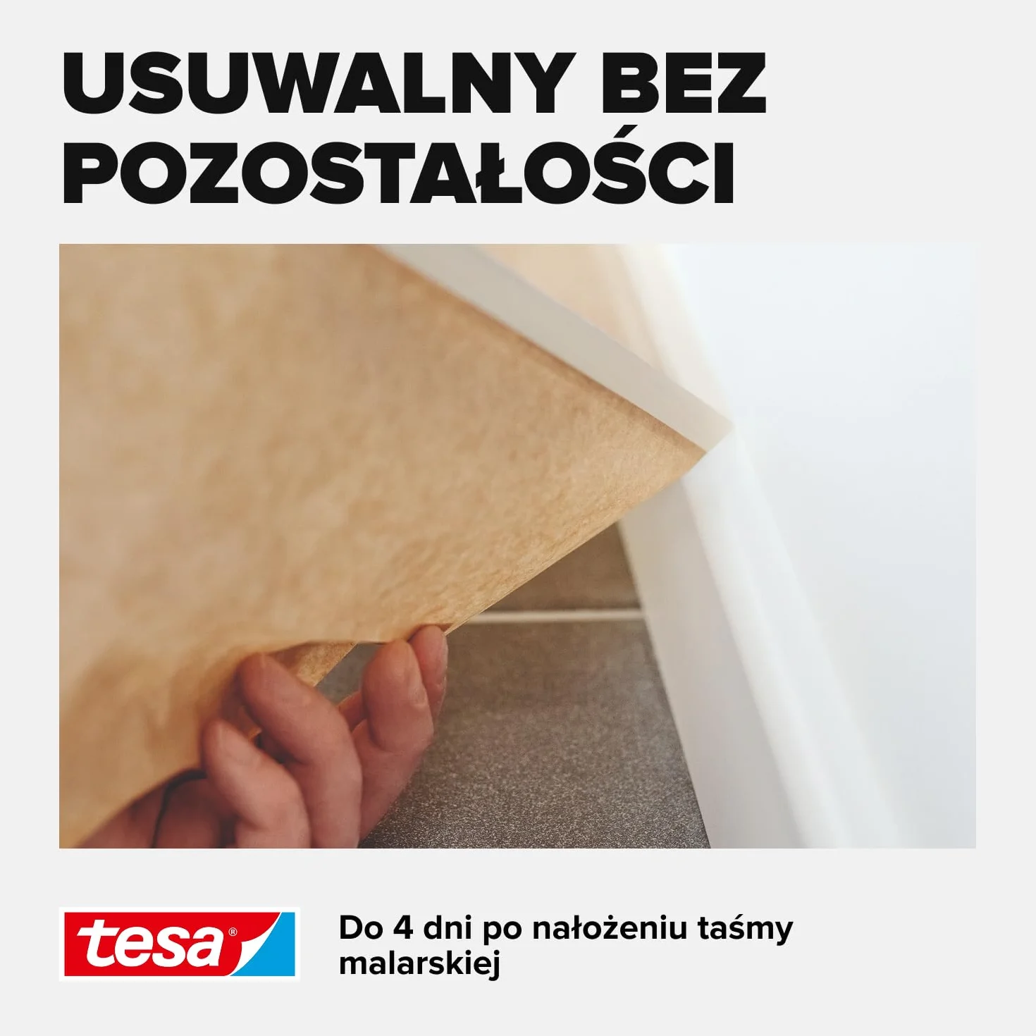 tesa papier Easy Cover UNIVERSAL - papier malarski 2w1 z samoprzylepną taśmą maskującą do prac malarskich i remontowych - 25m x 18cm