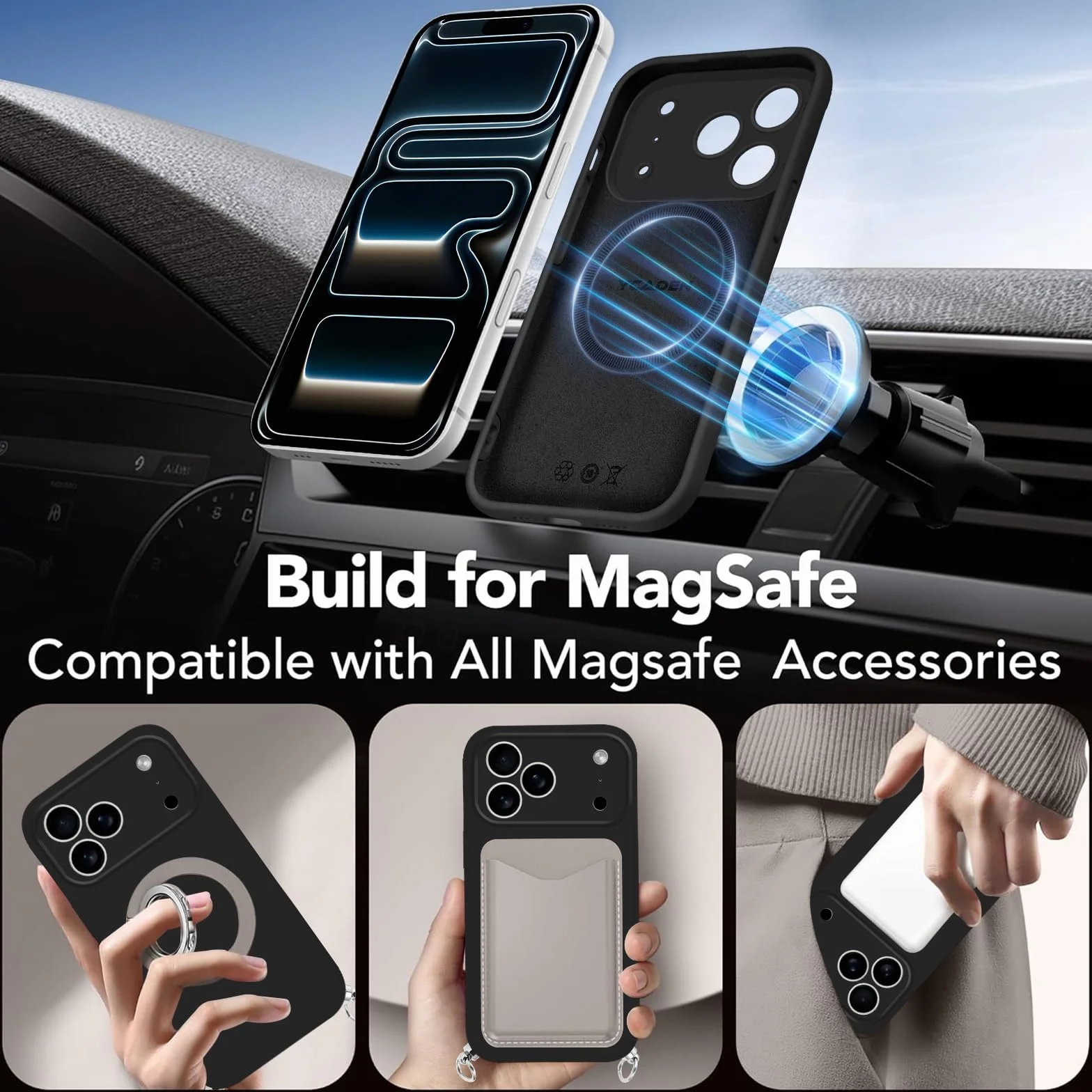 Etui magnetyczne iPhone 17 Pro z paskiem na szyję ramię MagSafe ochrona wstrząsy zarysowania