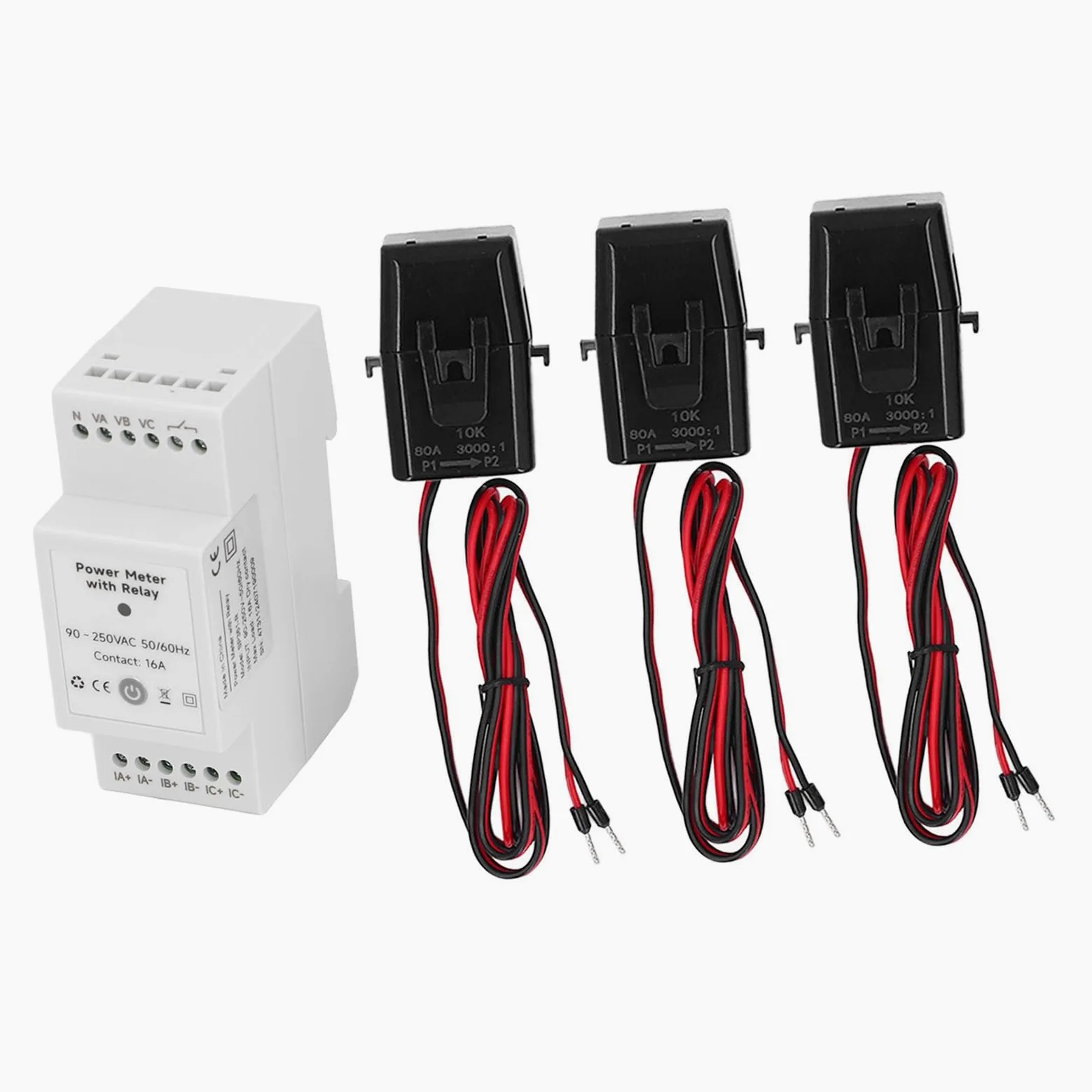 WALFRONT Monitorowanie Energii, 3-fazowy Inteligentny Licznik Energii 3-fazowy Zacisk Wi-Fi Power Solar PV Monitor z Przekładnikiem Prądowym, Napięcie Amperażu Multimetr Zużycia Elektrycznej,