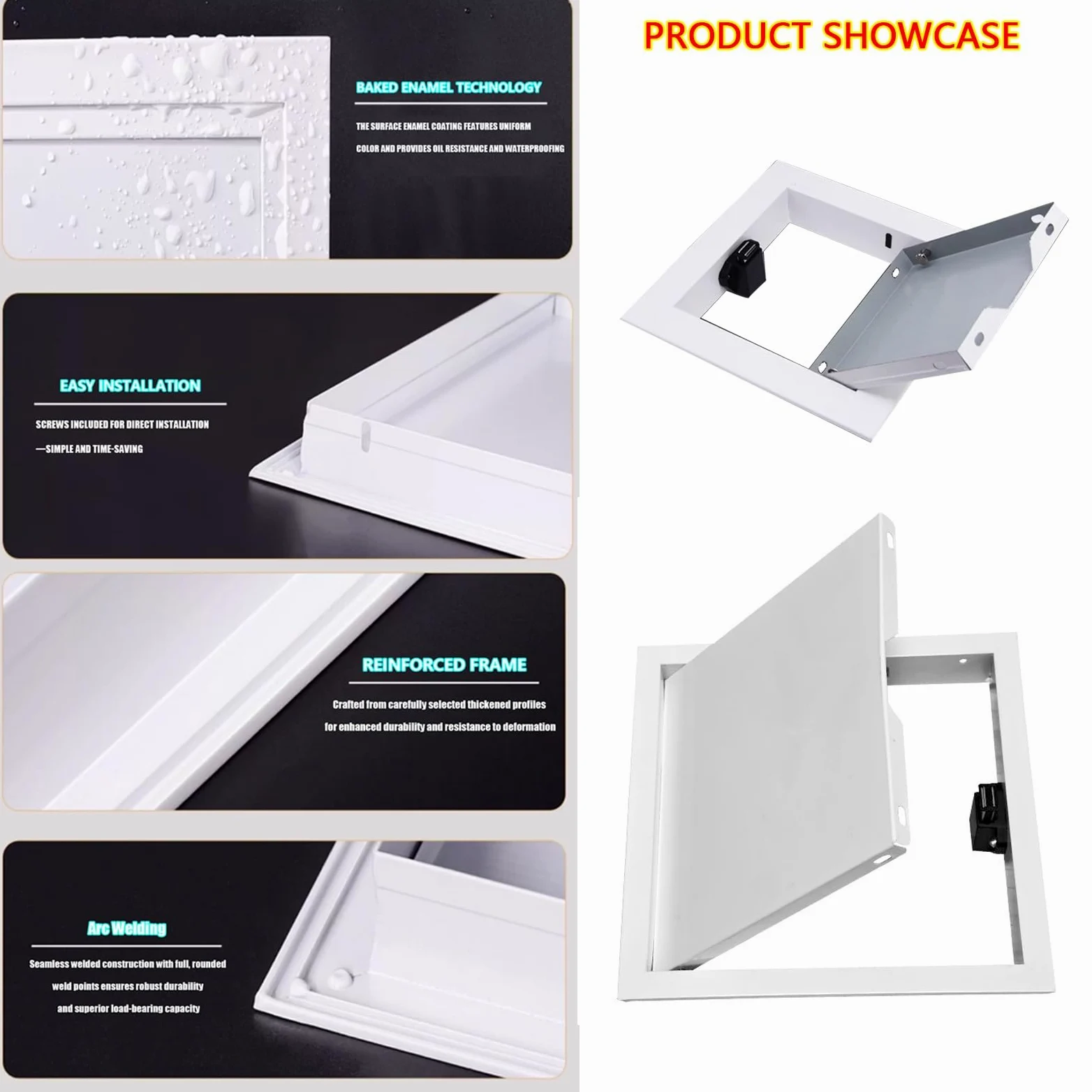 Panel dostępu do płyt kartonowo-gipsowych, trwała rama ze stopu aluminium, łatwe w montażu wsporniki montażowe do paneli dostępowych do płyt kartonowo-gipsowych (czarny, 40 x 45 cm)
