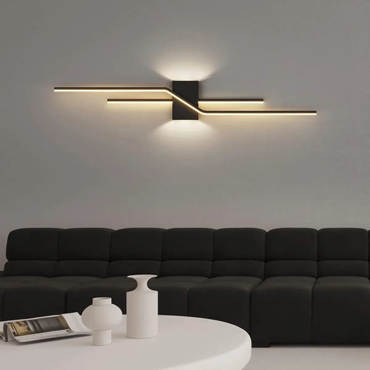 Générique Kinkiety Oświetlenie liniowe LED Kinkiet 120 cm Lampa ścienna do sypialni Salon Korytarz (Czarny 120 cm)
