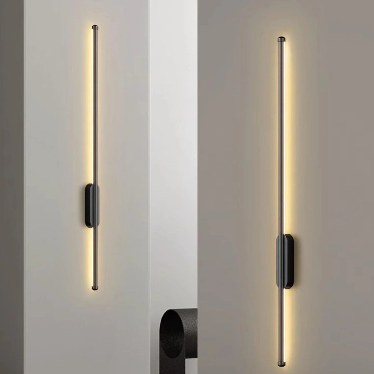 Lampy ścienne LED, zasilane bateryjnie, bezprzewodowe, USB-C do ładowania, długa taśma, liniowa lampa kinkiet z pilotem zdalnego sterowania