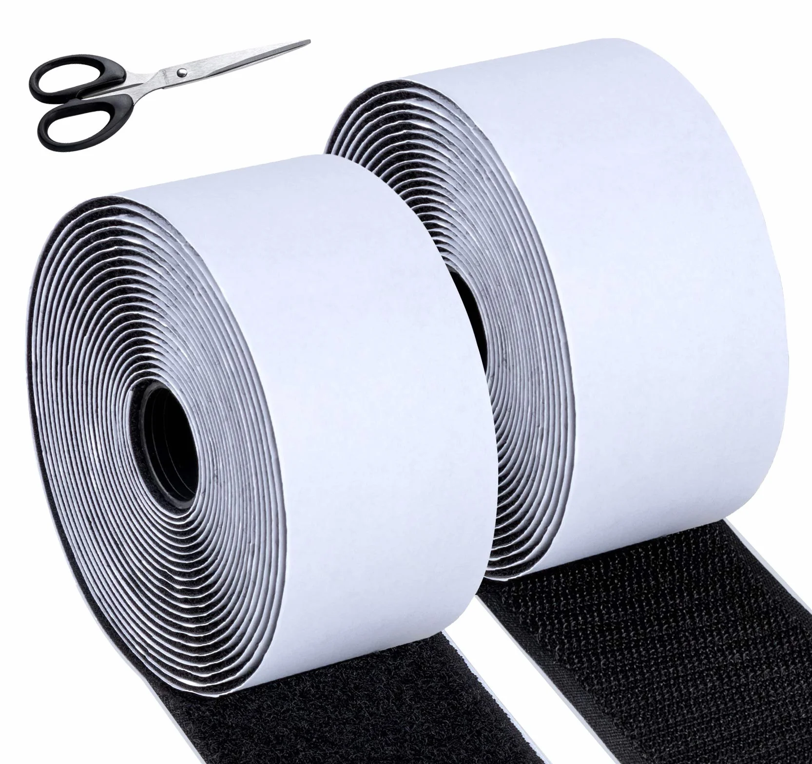 ilauke 5 m x 50 mm bardzo mocne paski samoprzylepne 1 x nożyczki, 5 m haczyk i 5 m klamra mocująca samoprzylepna taśma samoprzylepna, do organizacji, czyszczenia, mocowania, zawieszania zdjęć, czarna