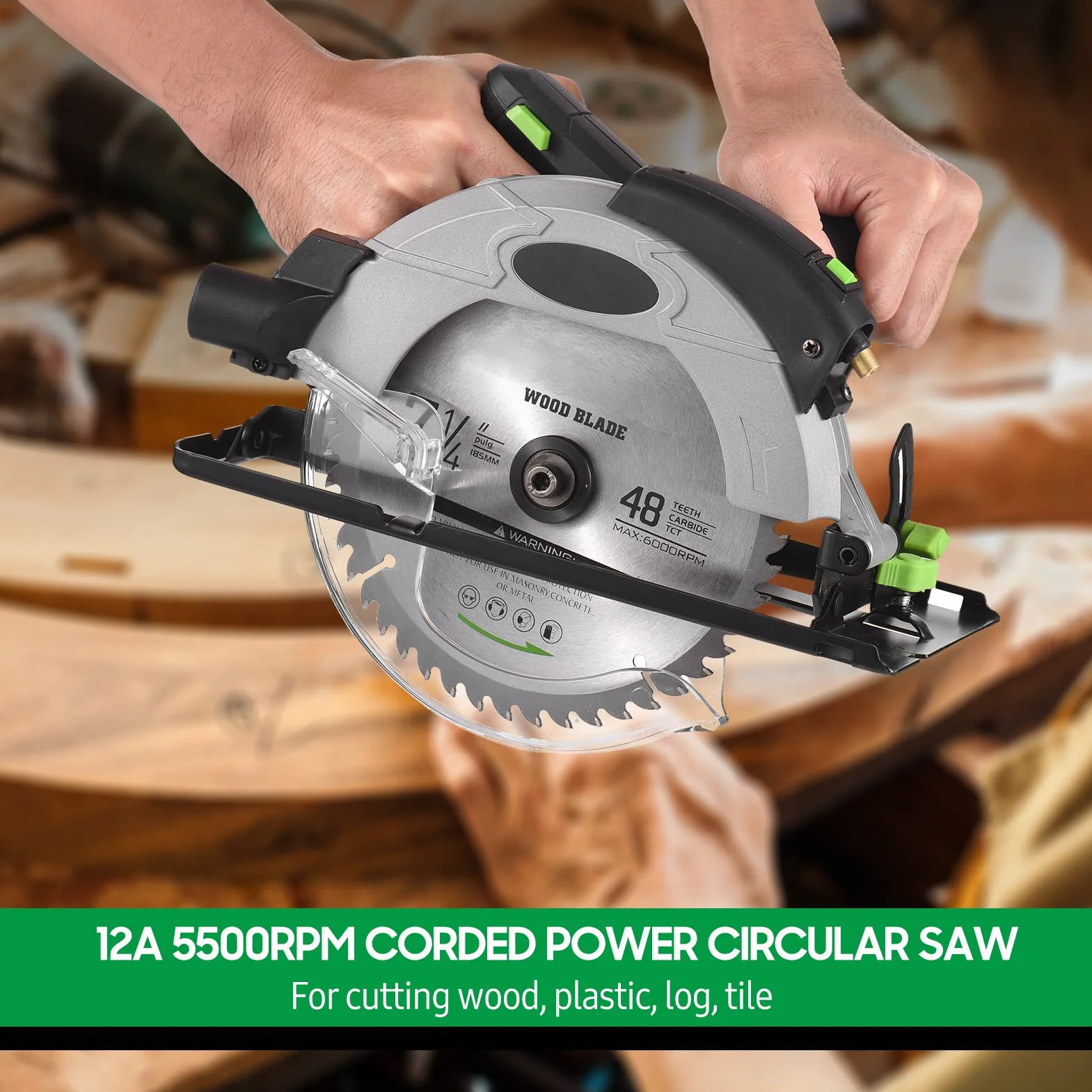 1500W elektryczna piła tarczowa 5000 obr./min 190mm piła aluminiowa obudowa przenośny nóż stolarskie narzędzia tnące piła stołowa do drewna(Type A With 2 Blades)