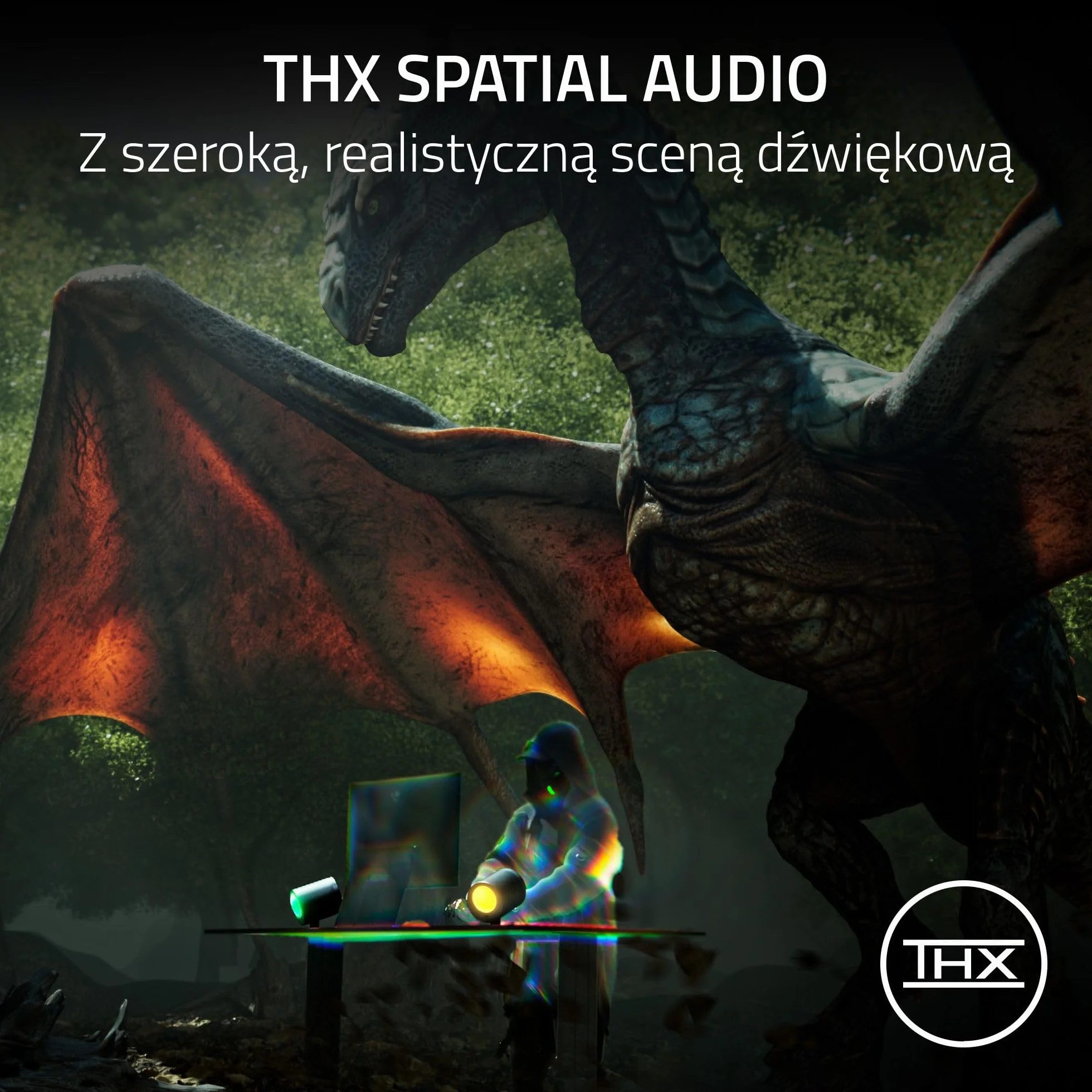 Razer Nommo V2 2.1 szerokopasmowe głośniki do gier PC z subwooferem przewodowym THX Audio Czarny