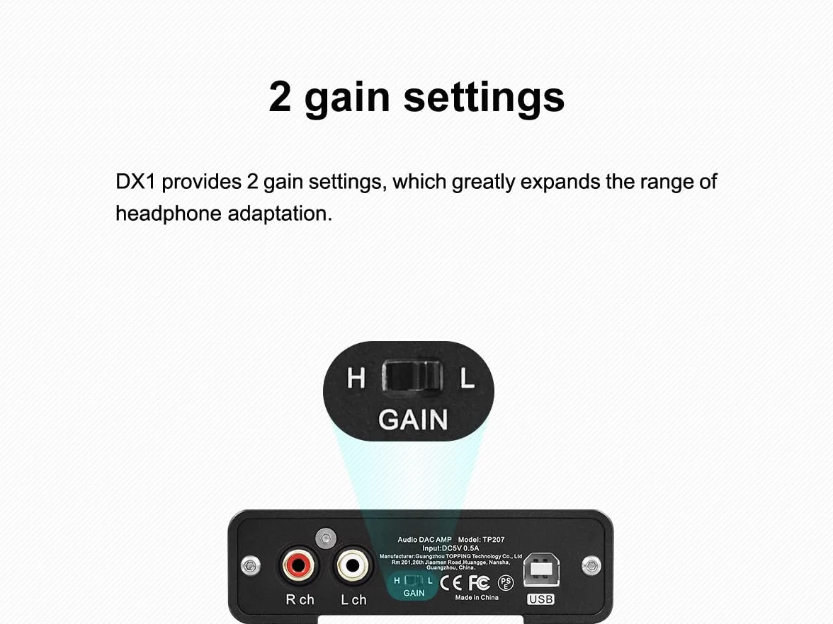 Topping DX1 DAC/Amp do słuchawek kompaktowych, Kolor Srebrny