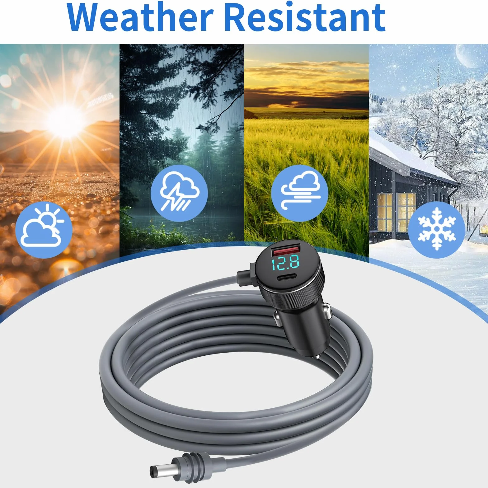 Starlink Mini Samochodowy Kabel Zasilający 3 m, Cyfrowy Wyświetlacz DC (12 V-24 V), Wodoszczelny, 18 AWG, Do Satelitarnego Zasilania Samochodów i Ciężarówek