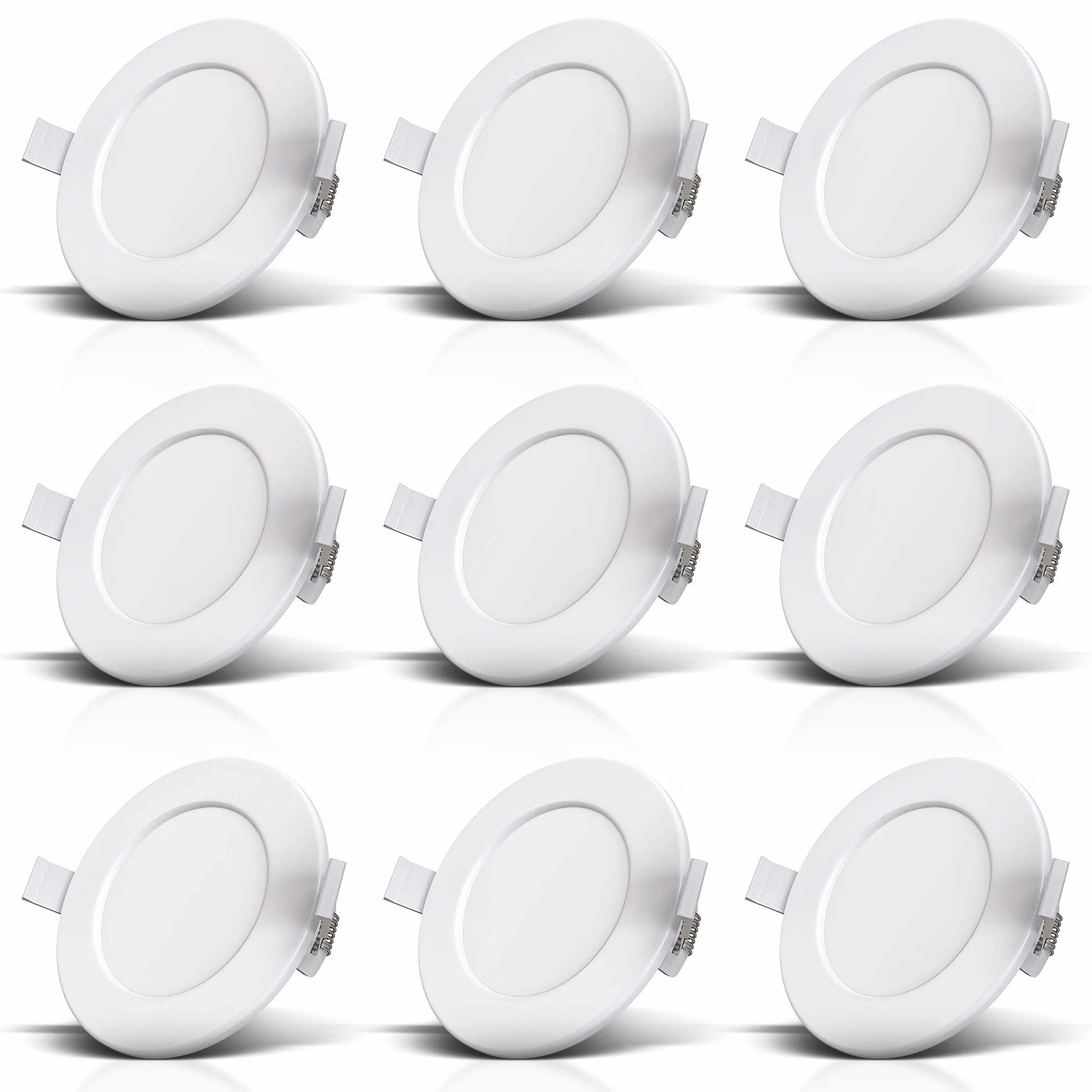 B.K.Licht I 9-częściowy zestaw lamp LED do zabudowy I Ultra płaskie 30 mm I Ø 115 mm I białe I 9 x 6 W płytek LED I 9 x 450 lumenów I 3000 K ciepła biel I IP44 I łazienka reflektor do zabudowy