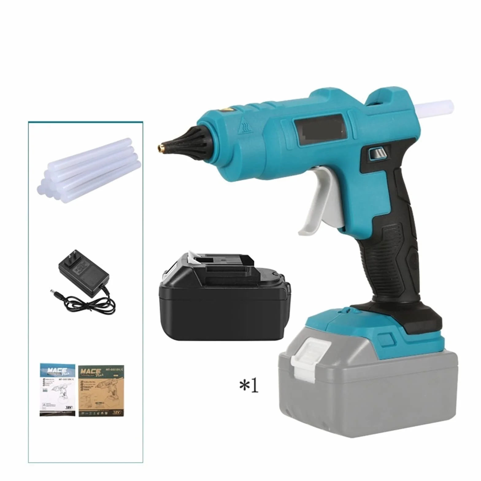 Pistolet do Kleju, Bezprzewodowy pistolet do klejenia na gorąco z 10 szt. Klej w sztyfcie akumulator litowo-jonowy dysza miedziana strona główna narzędzie do naprawy diy(D)