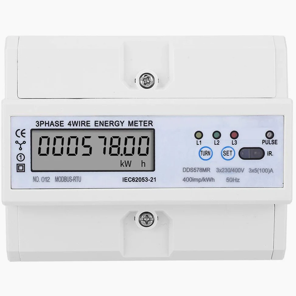 3 Faza 4 Miernik Energii, Monitor Energii Elektrycznej, Analizator z komunikacją, Wyświetlacz LCD dla Napięcia, Prądu, Częstotliwości, Współczynnika Mocy