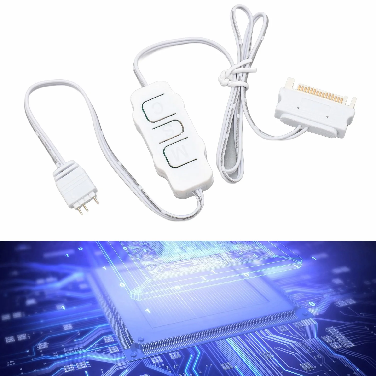 Kontroler ARGB 5V 3-pin SATA, Pilot do wentylatorów PC Chłodnice DIY (WHITE)